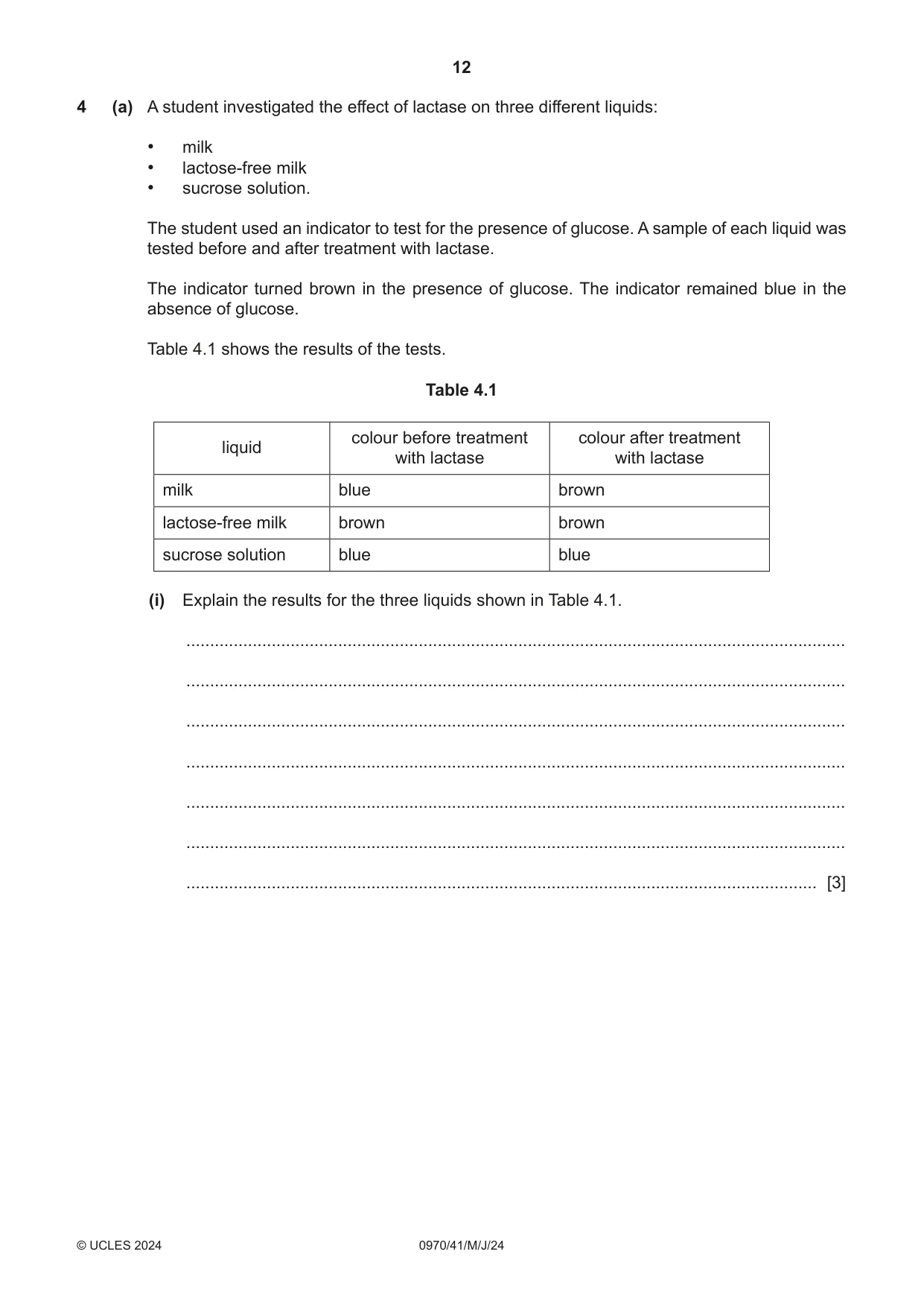 Cambridge IGCSE Biology (9-1) 0970 2024 May/June Paper 4 · Variant 1 question paper, page 12 of 20