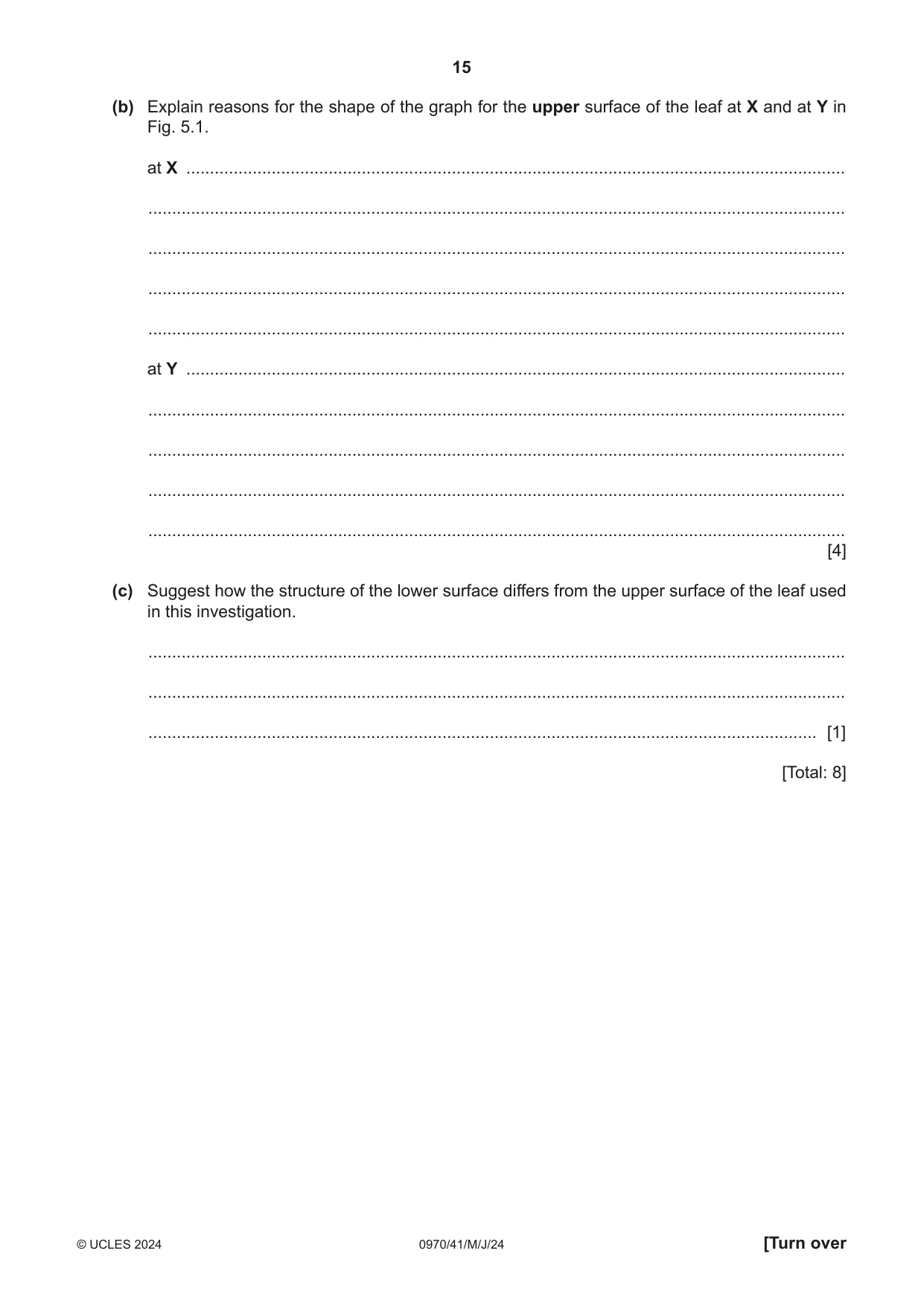 Cambridge IGCSE Biology (9-1) 0970 2024 May/June Paper 4 · Variant 1 question paper, page 15 of 20