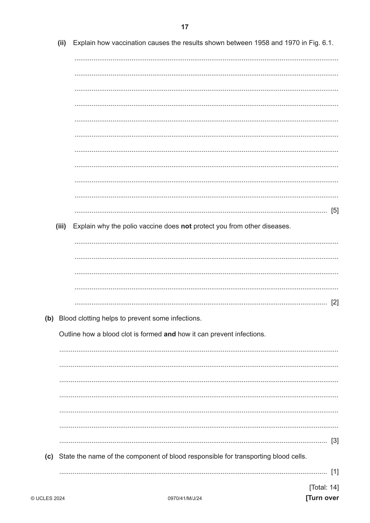 Cambridge IGCSE Biology (9-1) 0970 2024 May/June Paper 4 · Variant 1 question paper, page 17 of 20