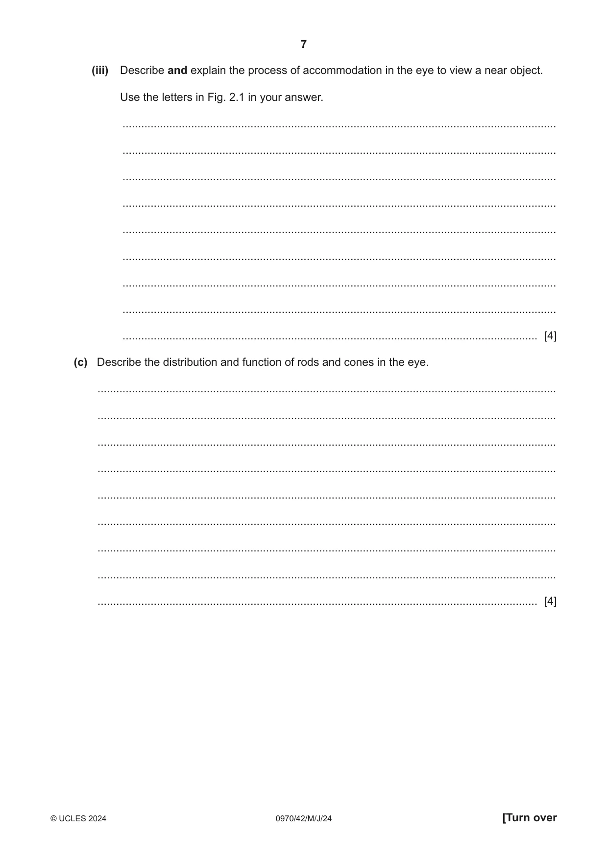 Cambridge IGCSE Biology (9-1) 0970 2024 May/June Paper 4 · Variant 2 question paper, page 7 of 20