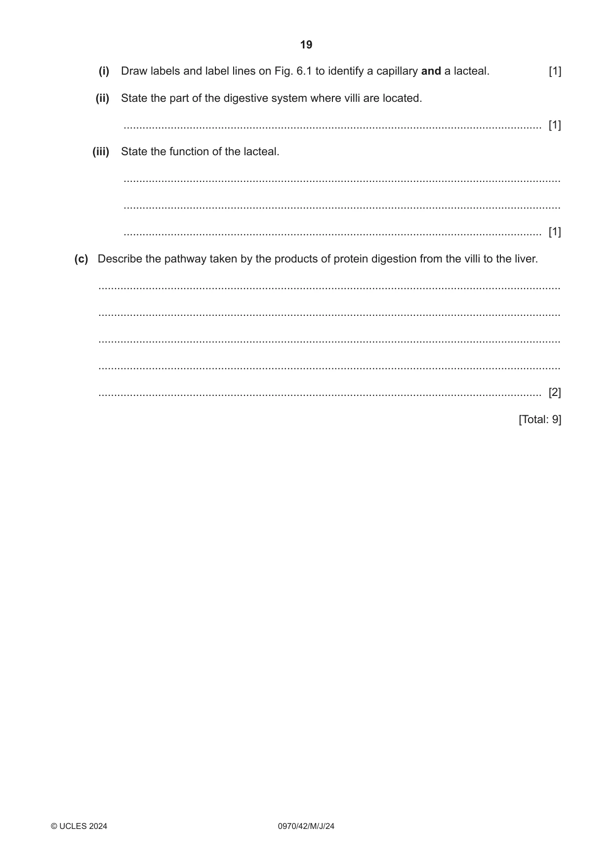 Cambridge IGCSE Biology (9-1) 0970 2024 May/June Paper 4 · Variant 2 question paper, page 19 of 20