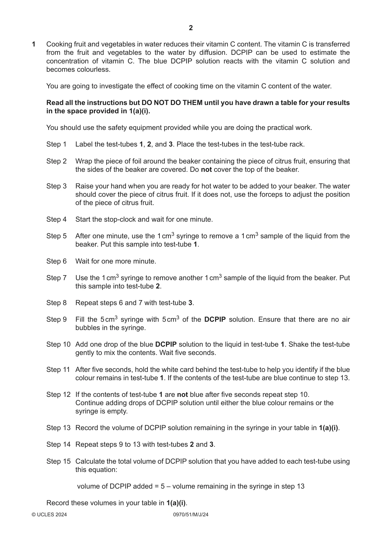Cambridge IGCSE Biology (9-1) 0970 2024 May/June Paper 5 · Variant 1 question paper, page 2 of 12