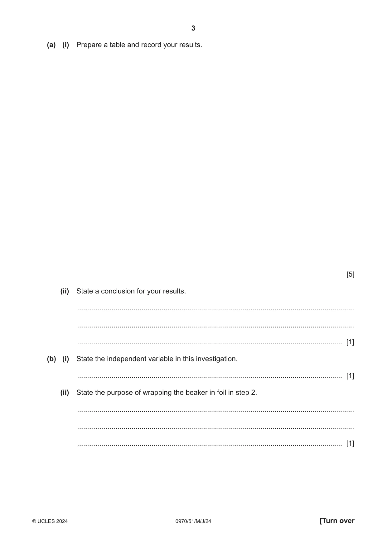 Cambridge IGCSE Biology (9-1) 0970 2024 May/June Paper 5 · Variant 1 question paper, page 3 of 12