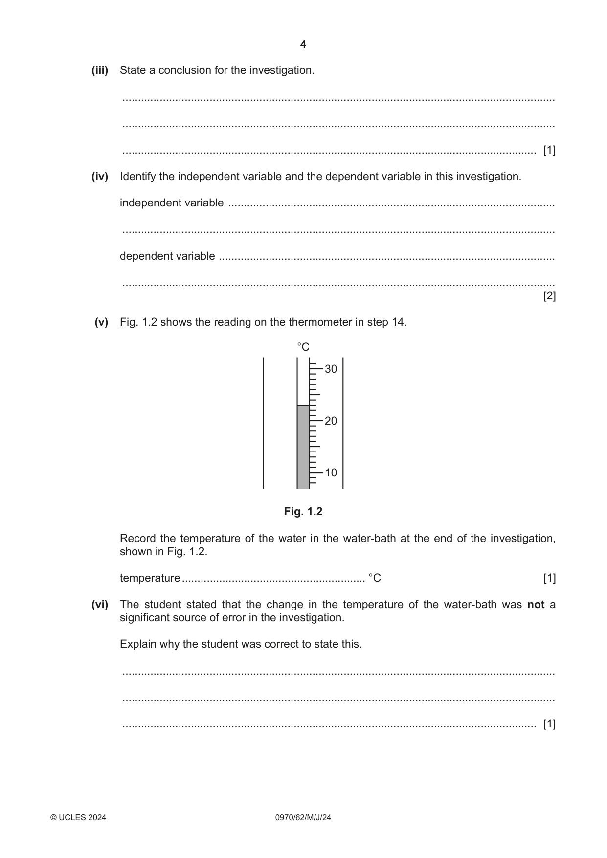Cambridge IGCSE Biology (9-1) 0970 2024 May/June Paper 6 · Variant 2 question paper, page 4 of 12