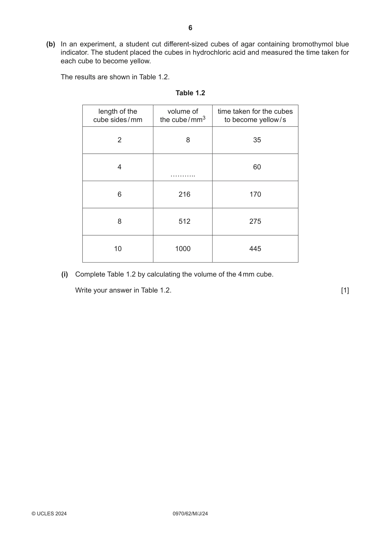 Cambridge IGCSE Biology (9-1) 0970 2024 May/June Paper 6 · Variant 2 question paper, page 6 of 12