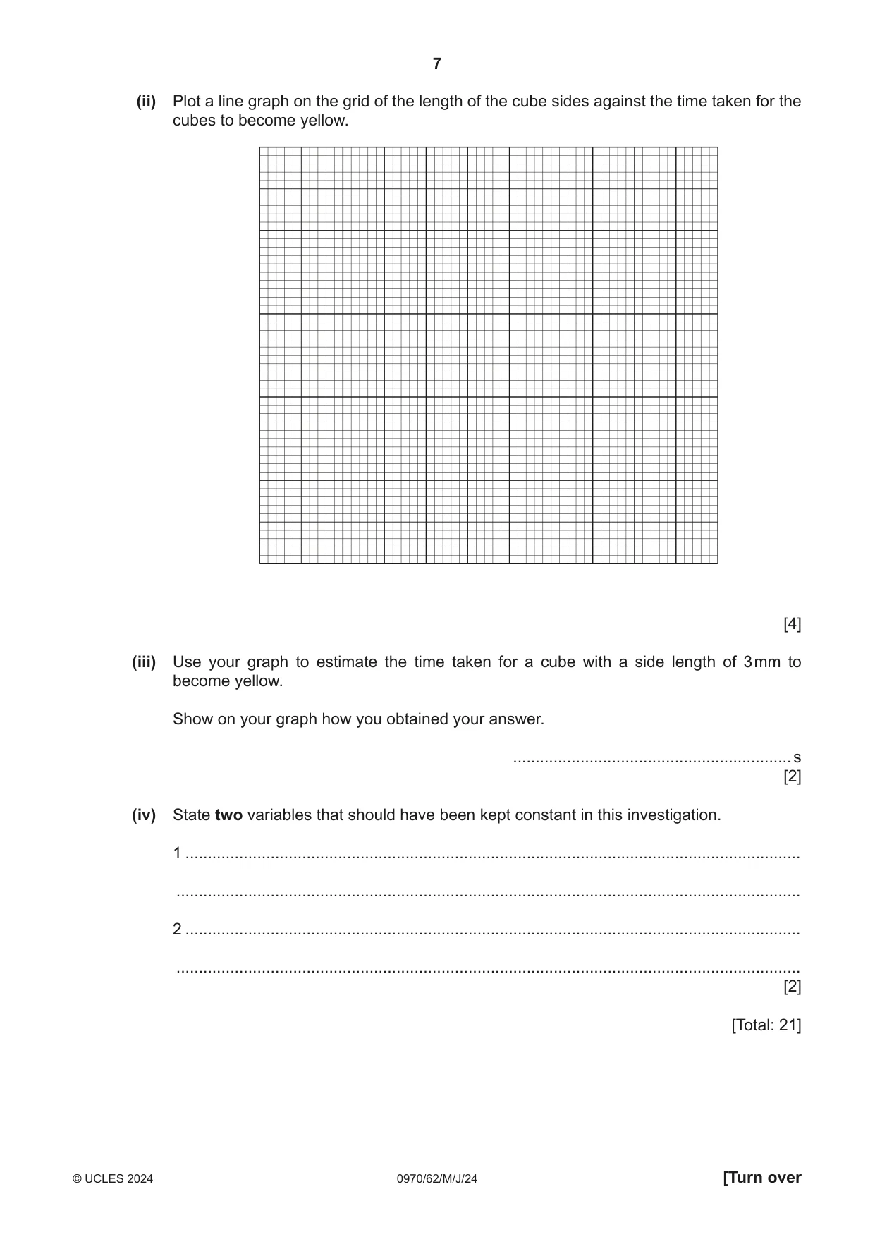 Cambridge IGCSE Biology (9-1) 0970 2024 May/June Paper 6 · Variant 2 question paper, page 7 of 12