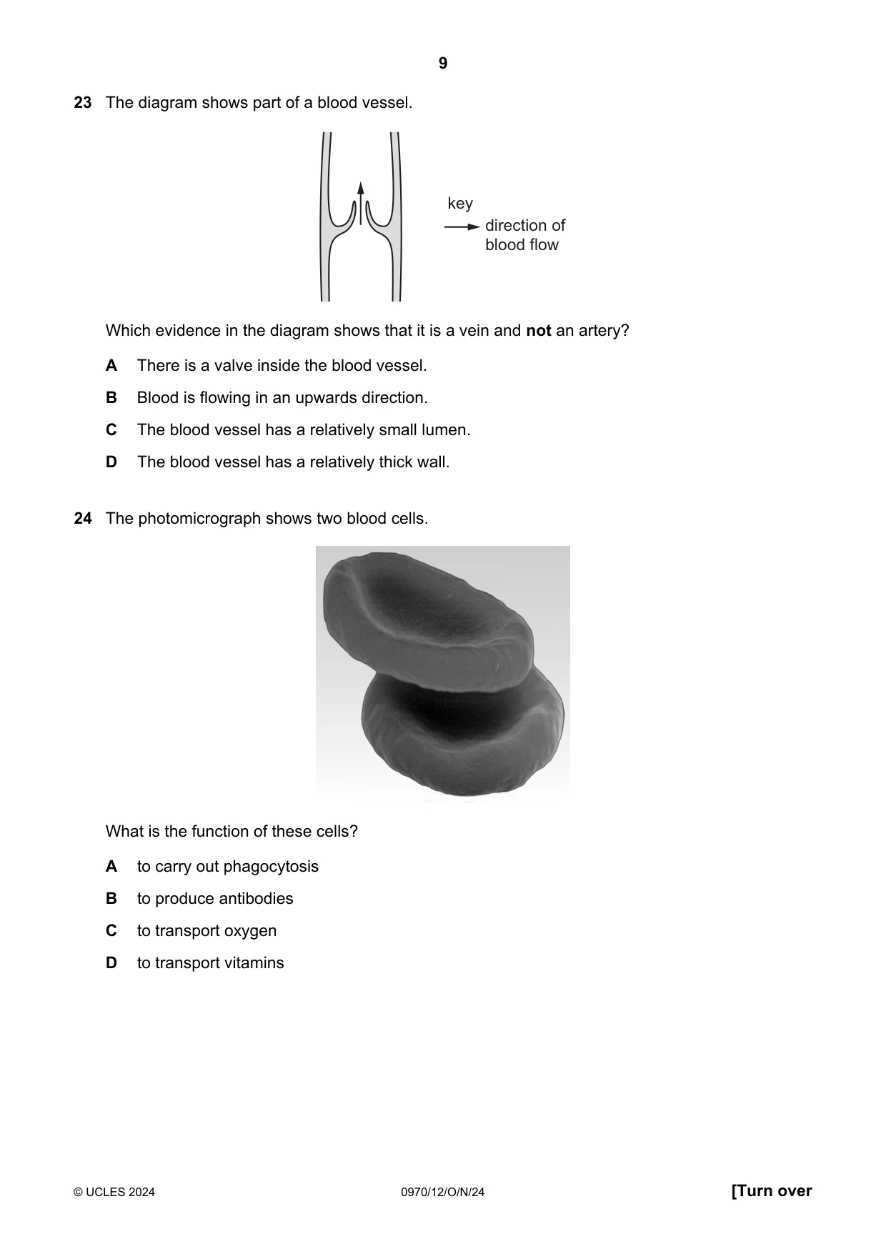 Cambridge IGCSE Biology (9-1) 0970 2024 Oct/Nov Paper 1 · Variant 2 question paper, page 9 of 16