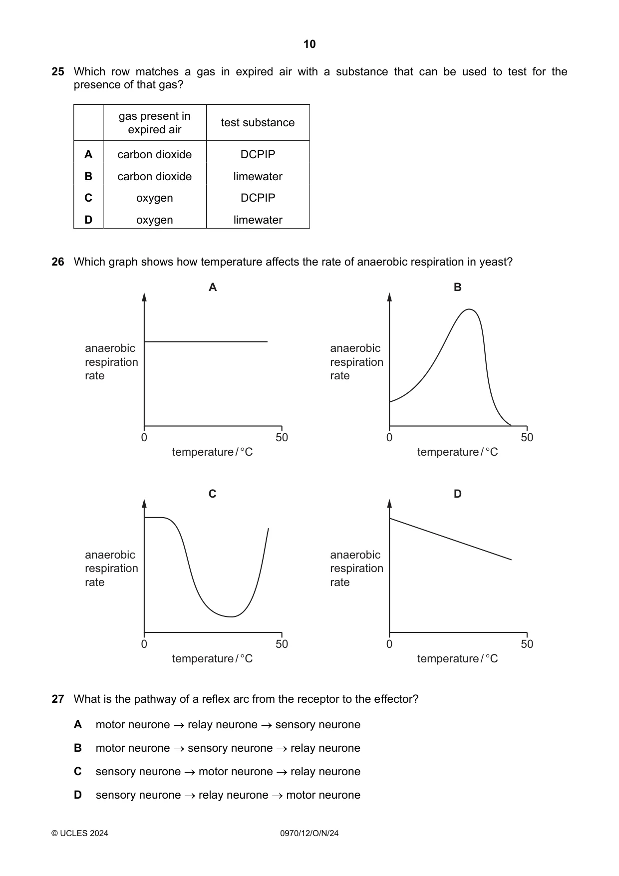 Cambridge IGCSE Biology (9-1) 0970 2024 Oct/Nov Paper 1 · Variant 2 question paper, page 10 of 16