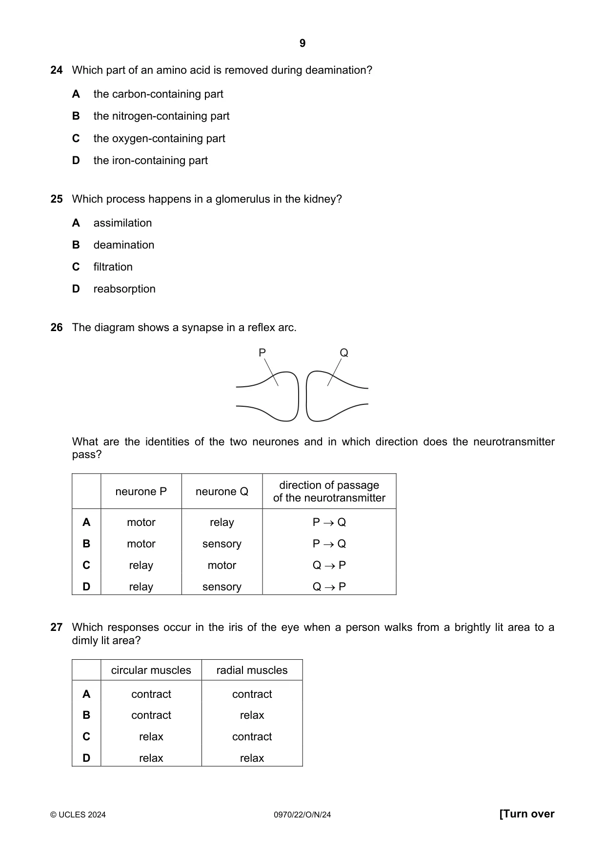 Cambridge IGCSE Biology (9-1) 0970 2024 Oct/Nov Paper 2 · Variant 2 question paper, page 9 of 16