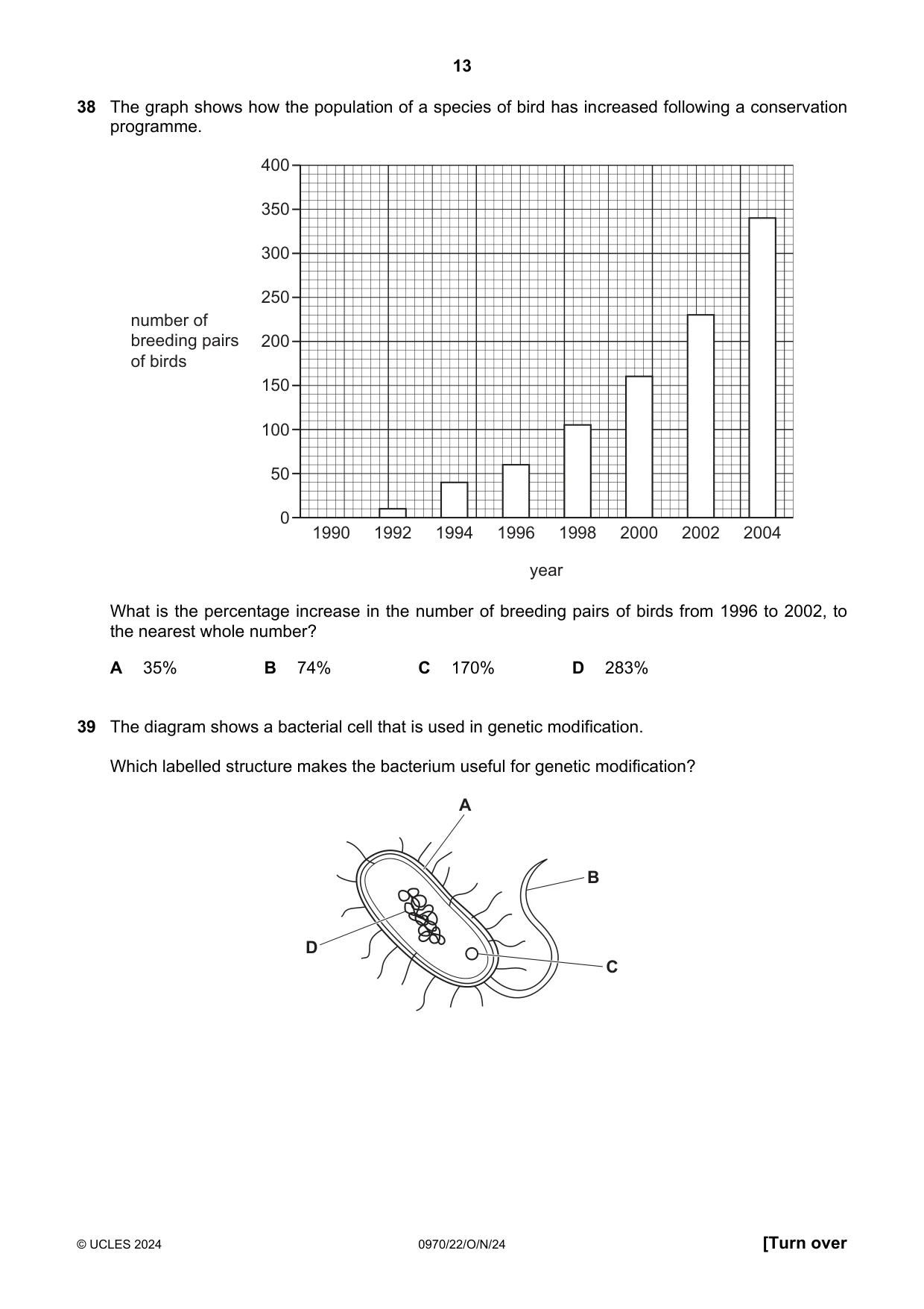 Cambridge IGCSE Biology (9-1) 0970 2024 Oct/Nov Paper 2 · Variant 2 question paper, page 13 of 16
