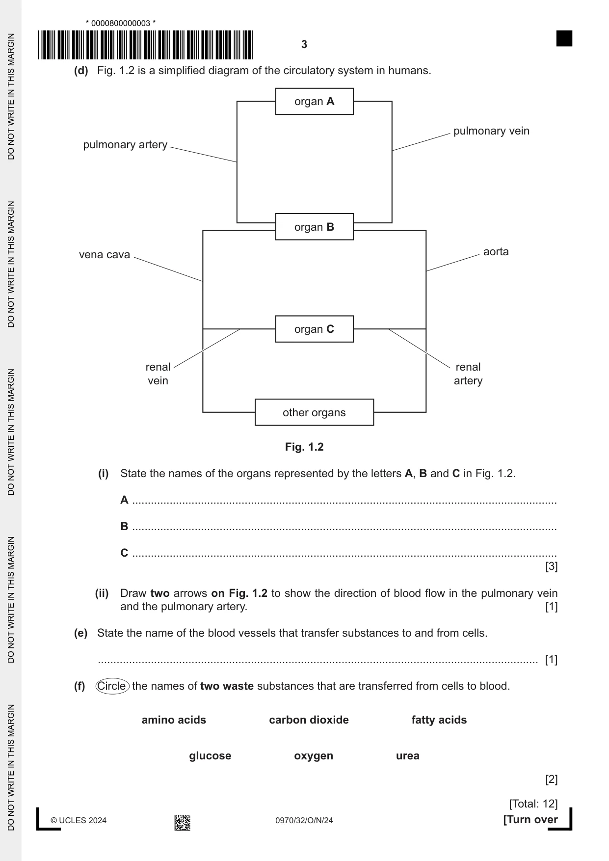 Cambridge IGCSE Biology (9-1) 0970 2024 Oct/Nov Paper 3 · Variant 2 question paper, page 3 of 16