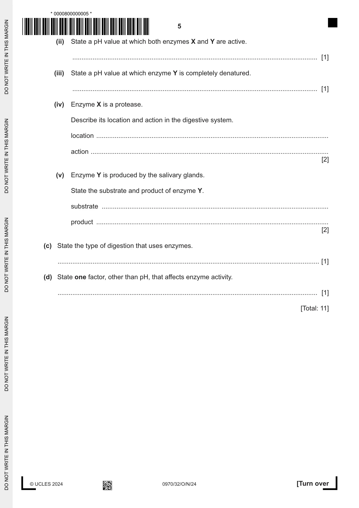 Cambridge IGCSE Biology (9-1) 0970 2024 Oct/Nov Paper 3 · Variant 2 question paper, page 5 of 16