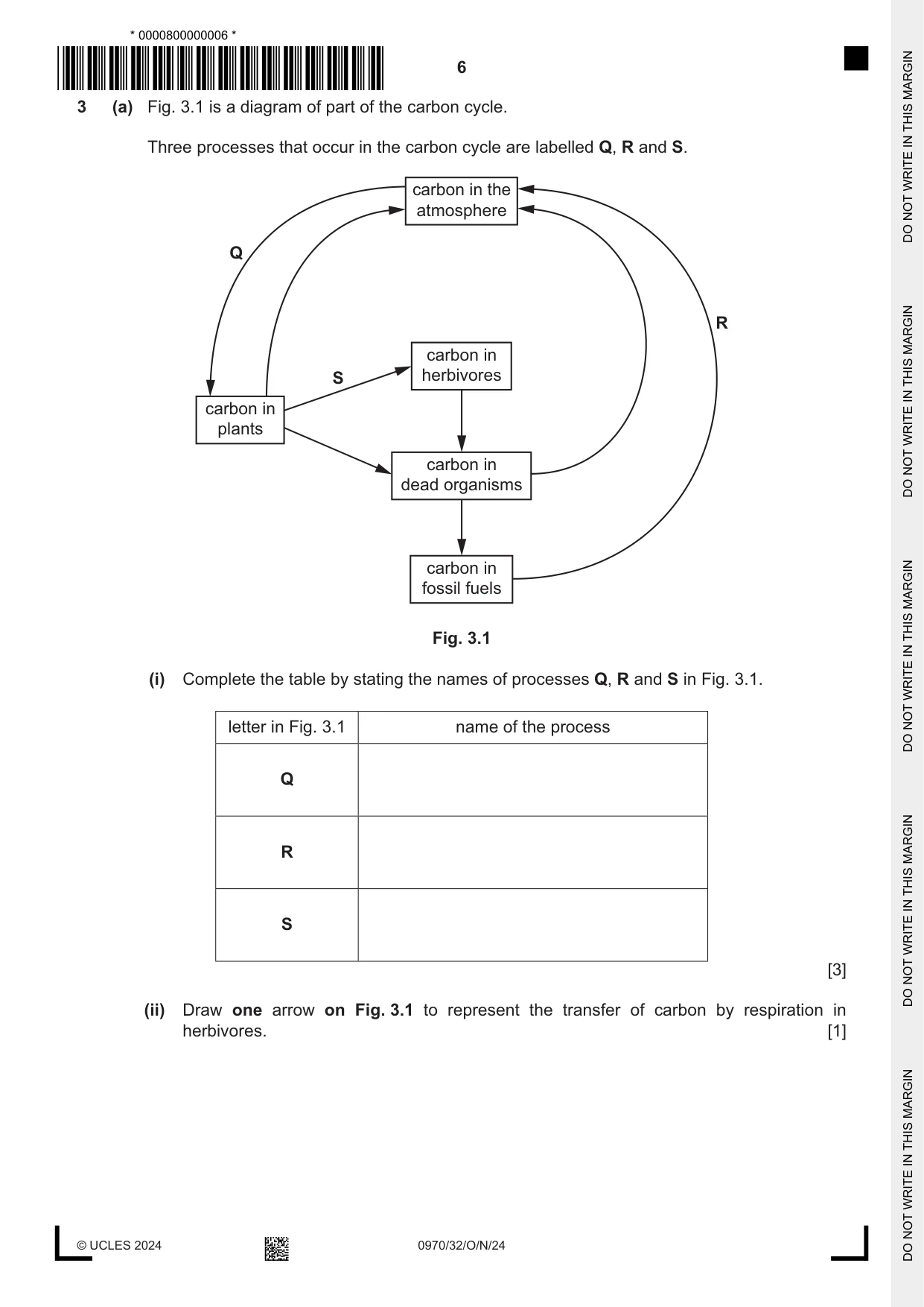 Cambridge IGCSE Biology (9-1) 0970 2024 Oct/Nov Paper 3 · Variant 2 question paper, page 6 of 16