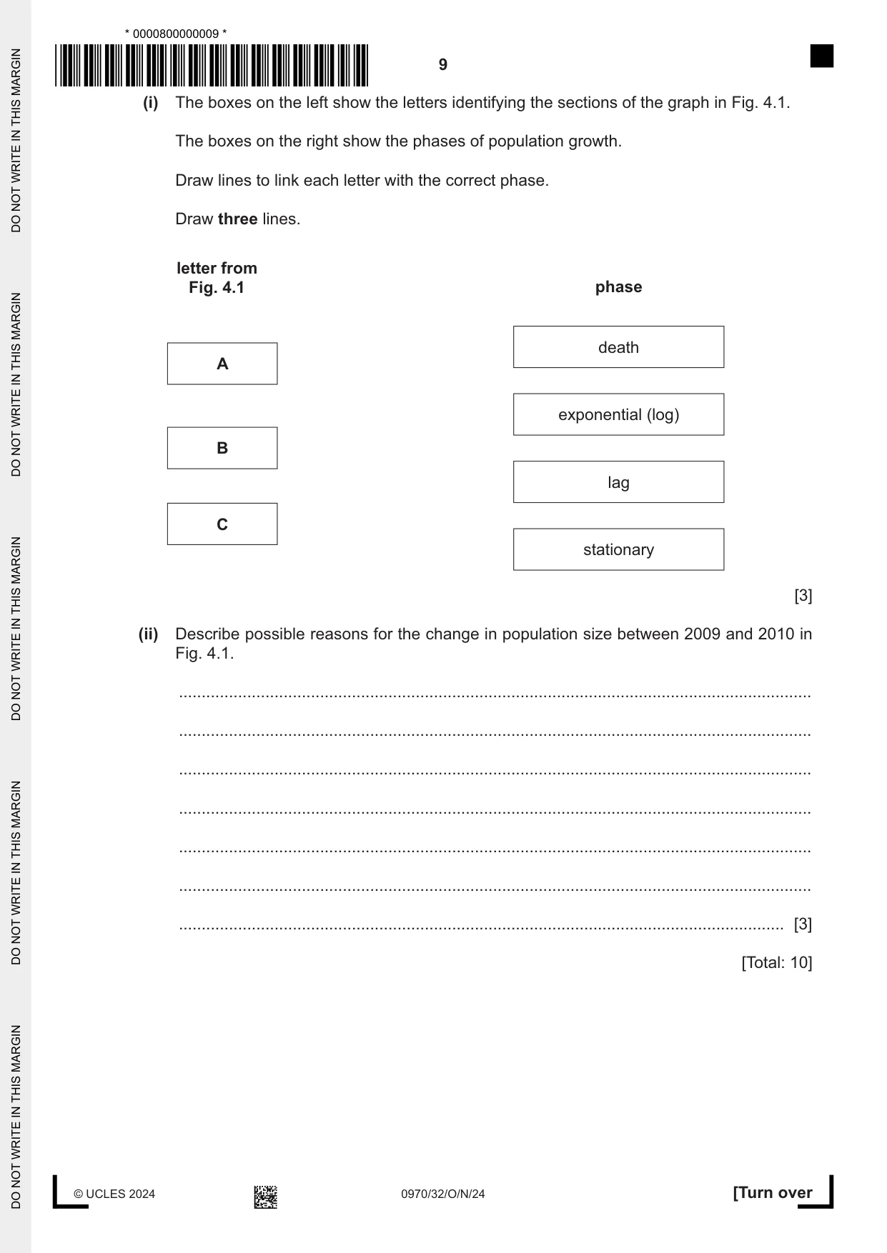 Cambridge IGCSE Biology (9-1) 0970 2024 Oct/Nov Paper 3 · Variant 2 question paper, page 9 of 16