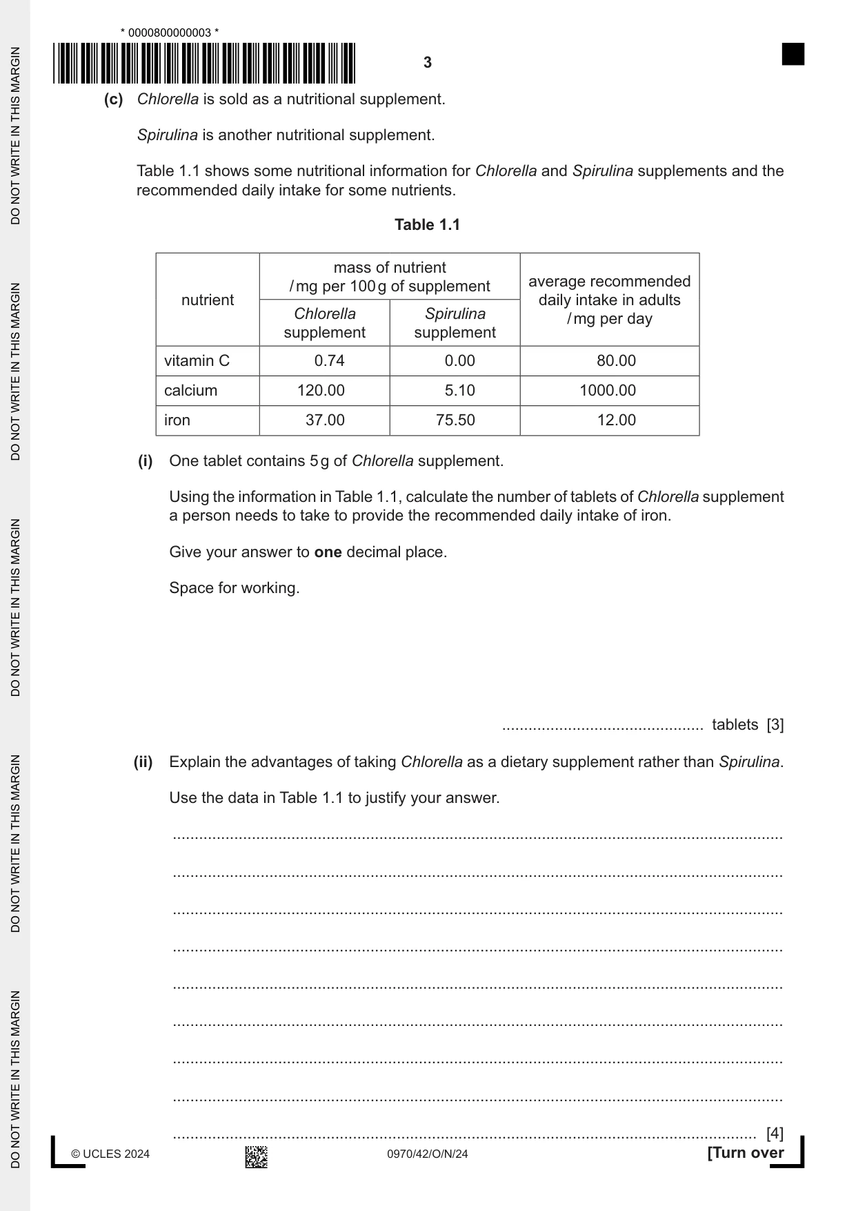 Cambridge IGCSE Biology (9-1) 0970 2024 Oct/Nov Paper 4 · Variant 2 question paper, page 3 of 16