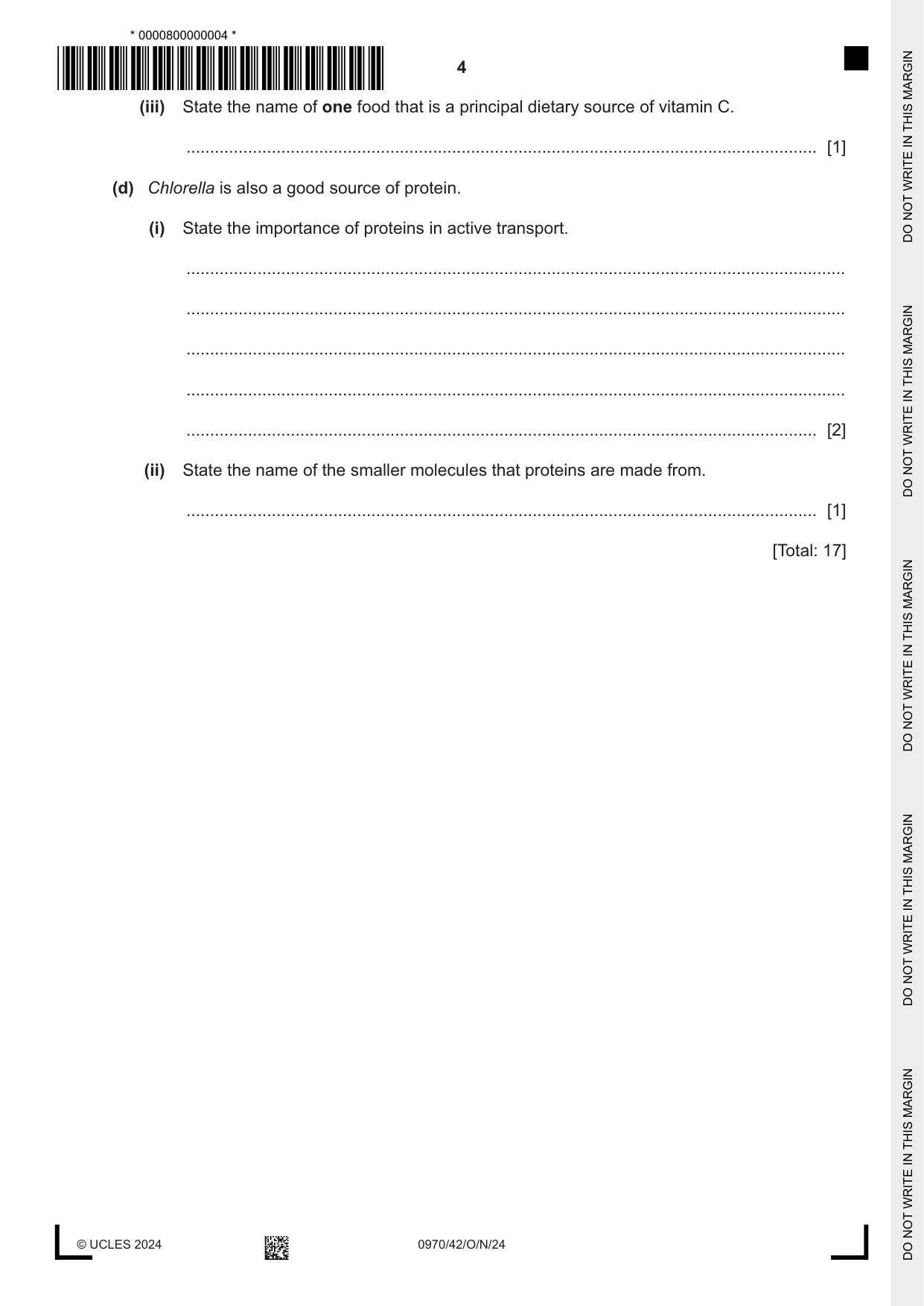 Cambridge IGCSE Biology (9-1) 0970 2024 Oct/Nov Paper 4 · Variant 2 question paper, page 4 of 16