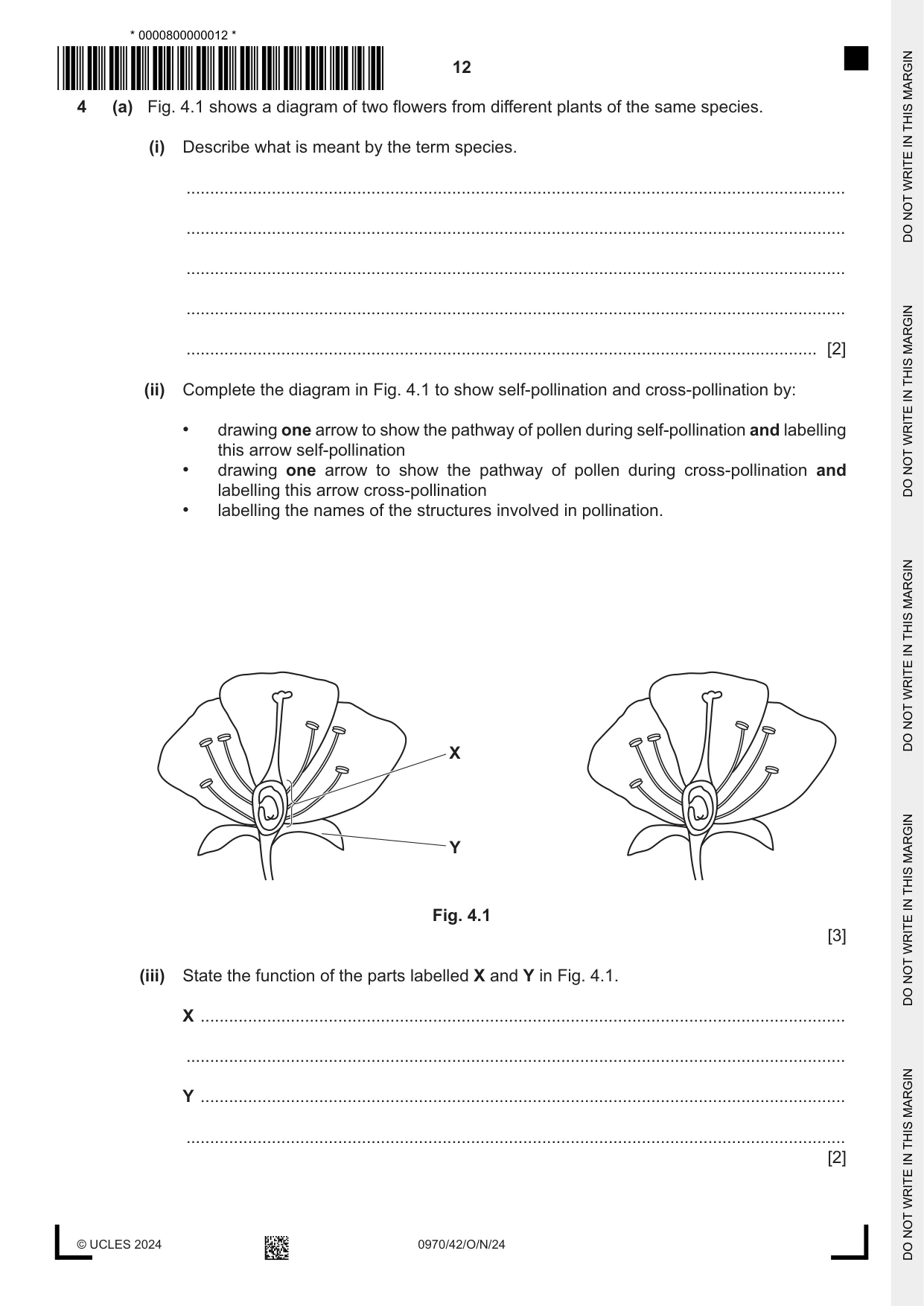 Cambridge IGCSE Biology (9-1) 0970 2024 Oct/Nov Paper 4 · Variant 2 question paper, page 12 of 16