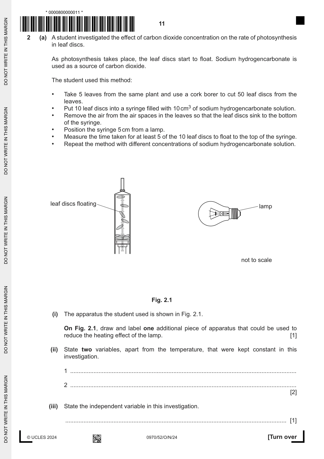 Cambridge IGCSE Biology (9-1) 0970 2024 Oct/Nov Paper 5 · Variant 2 question paper, page 11 of 16