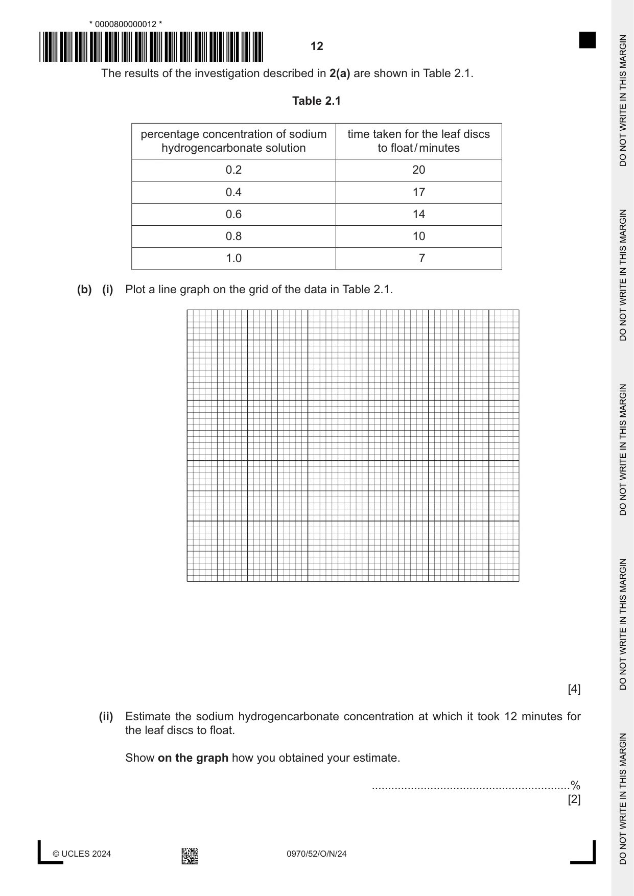 Cambridge IGCSE Biology (9-1) 0970 2024 Oct/Nov Paper 5 · Variant 2 question paper, page 12 of 16