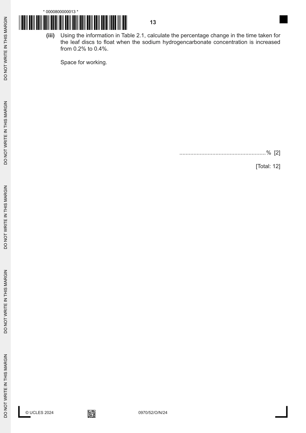 Cambridge IGCSE Biology (9-1) 0970 2024 Oct/Nov Paper 5 · Variant 2 question paper, page 13 of 16