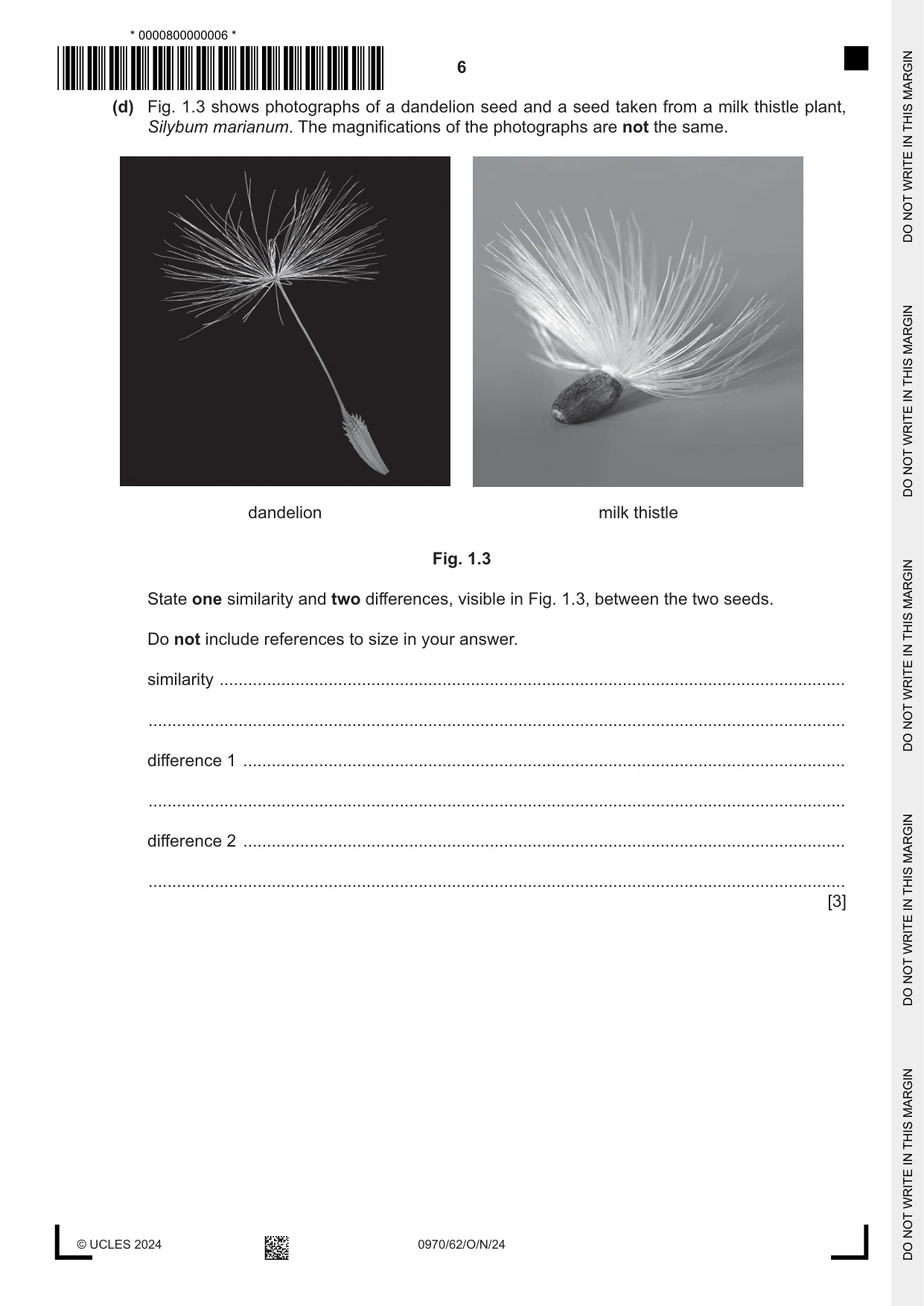 Cambridge IGCSE Biology (9-1) 0970 2024 Oct/Nov Paper 6 · Variant 2 question paper, page 6 of 12