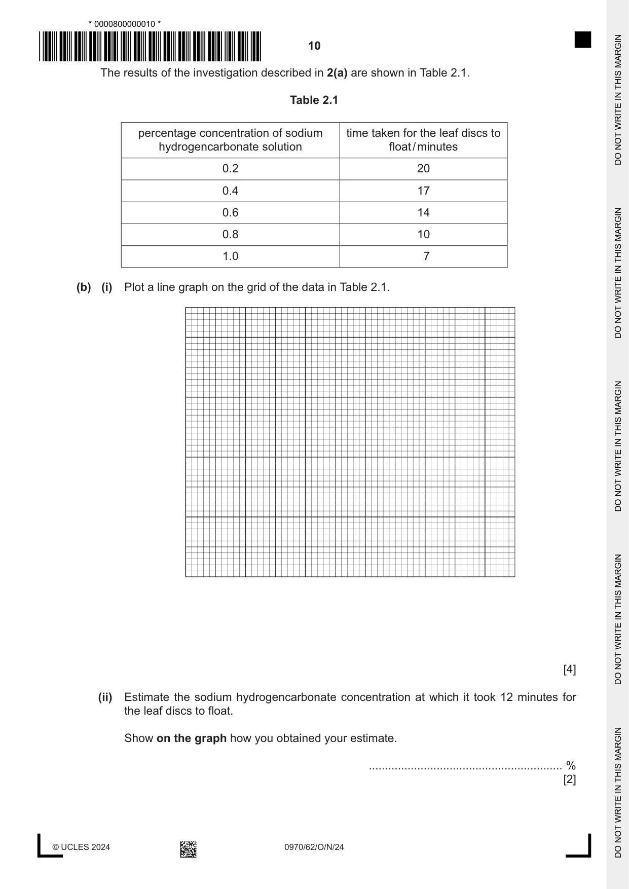 Cambridge IGCSE Biology (9-1) 0970 2024 Oct/Nov Paper 6 · Variant 2 question paper, page 10 of 12