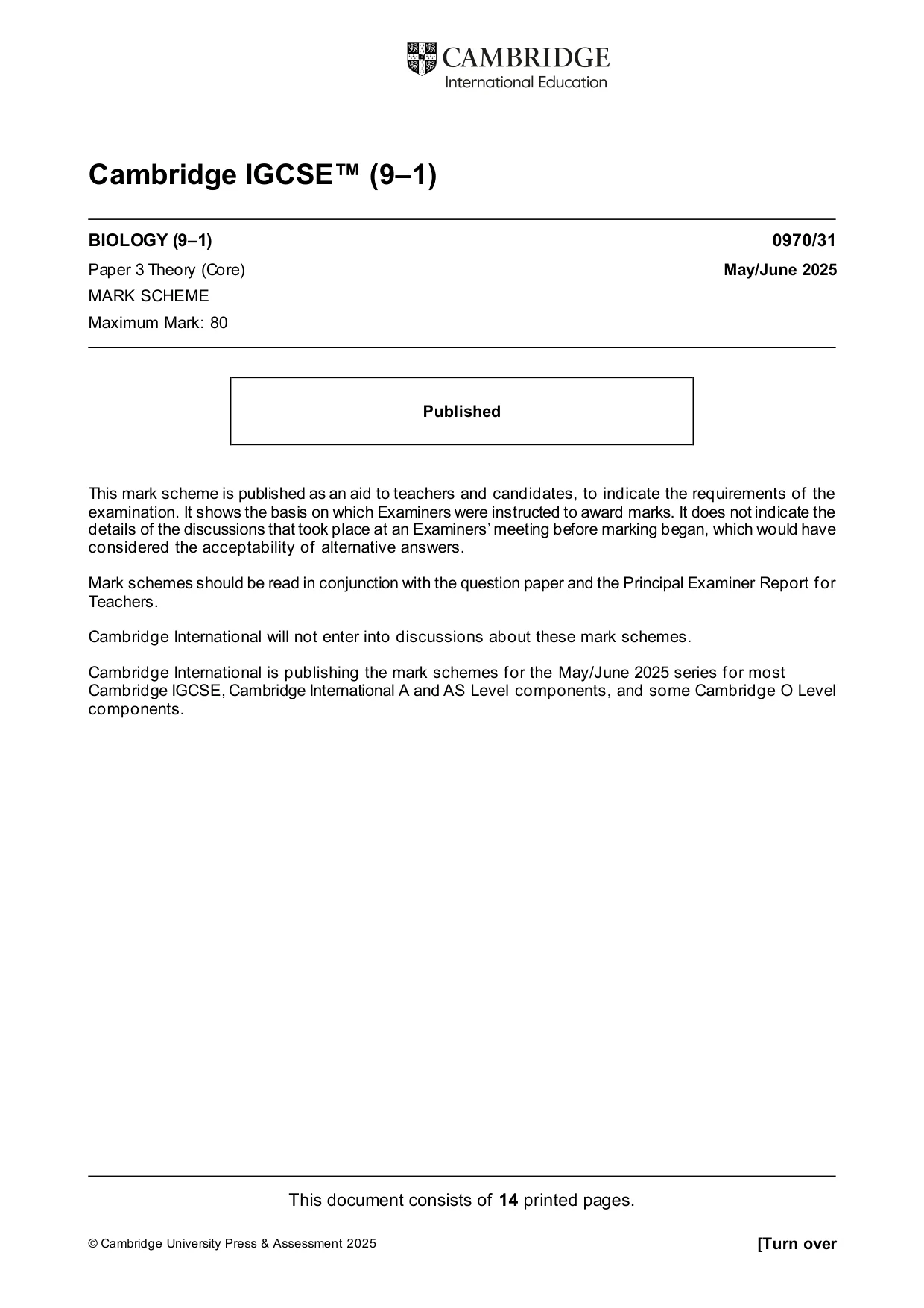 Mark scheme, page 1 of 14