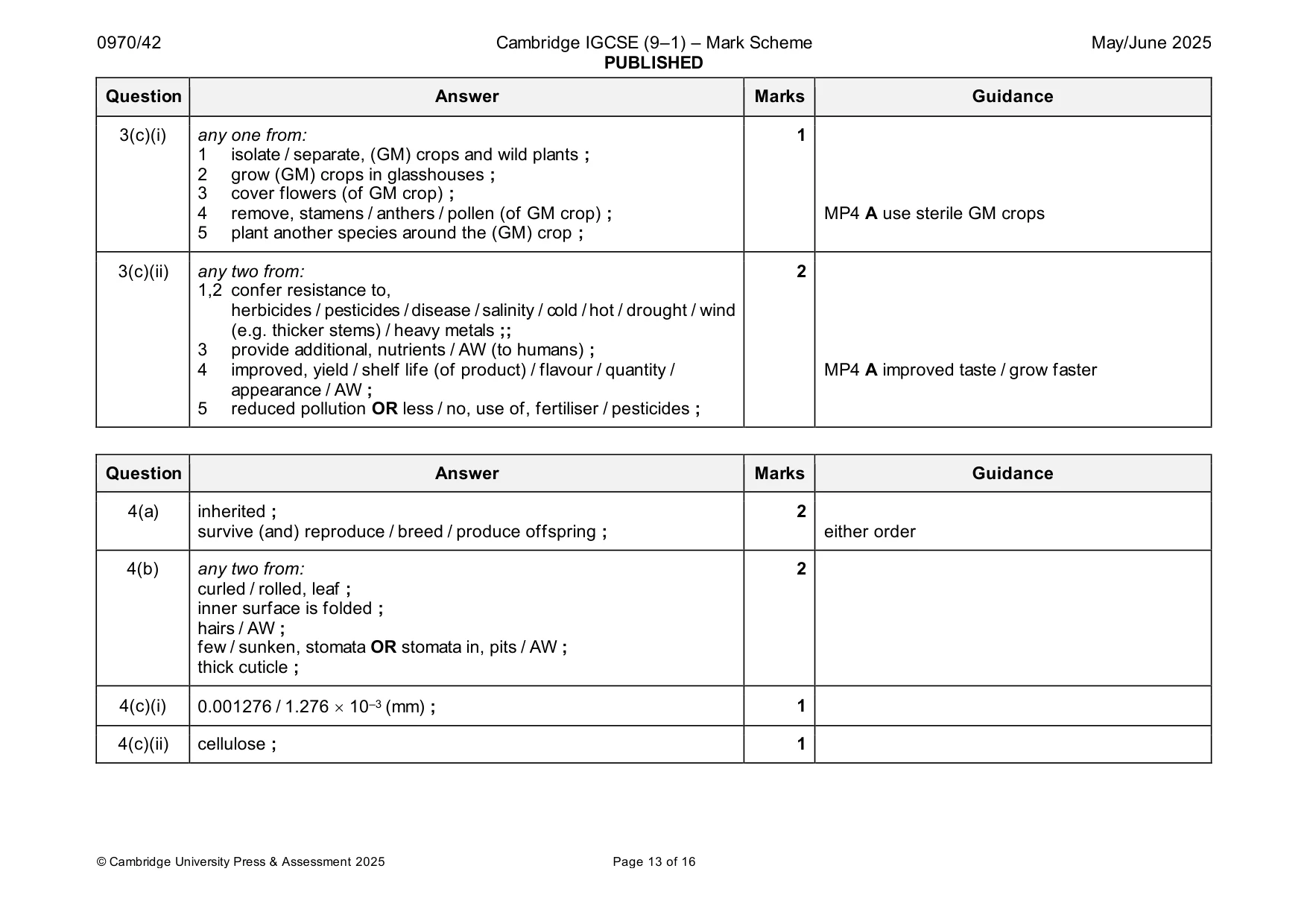 Mark scheme, page 13 of 16