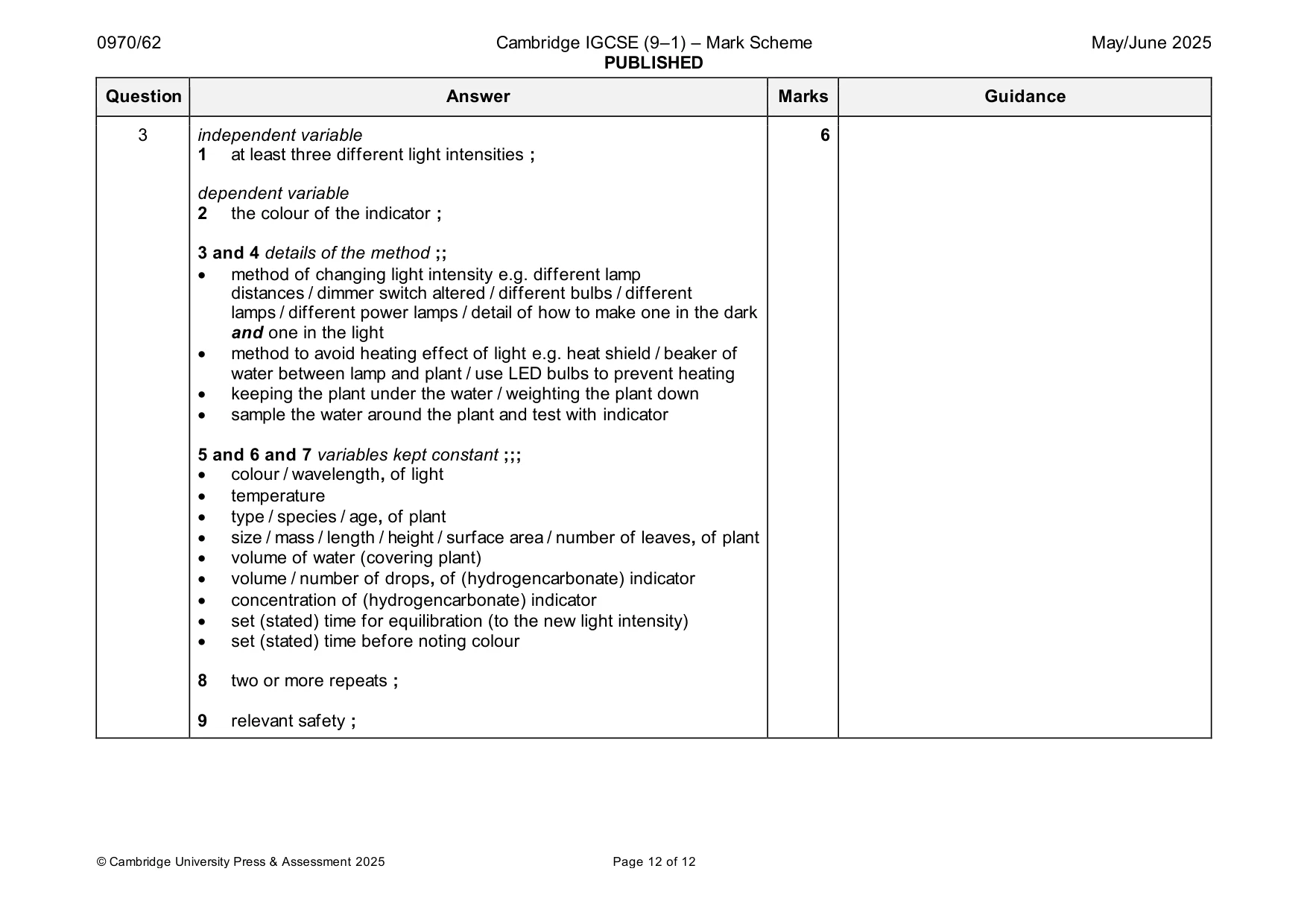 Mark scheme, page 12 of 12