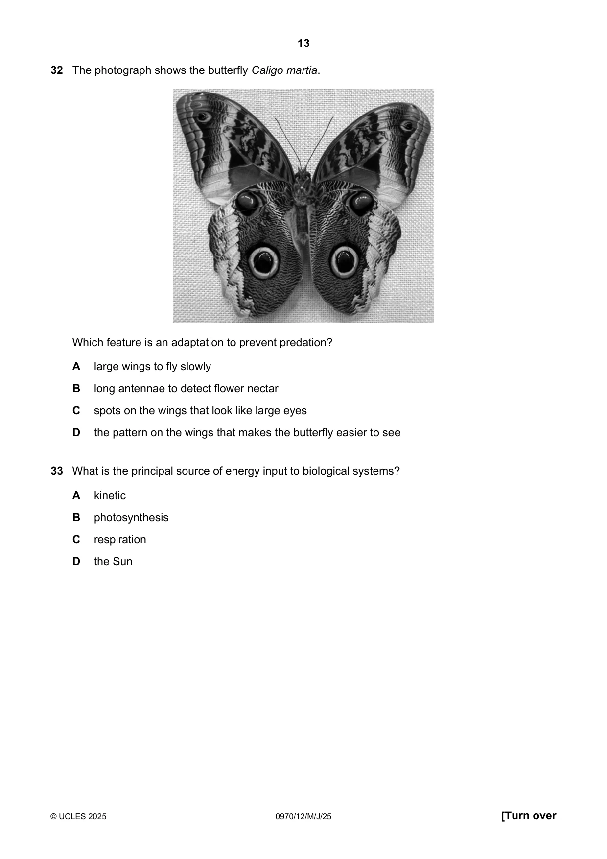 Cambridge IGCSE Biology (9-1) 0970 2025 May/June Paper 1 · Variant 2 question paper, page 13 of 16