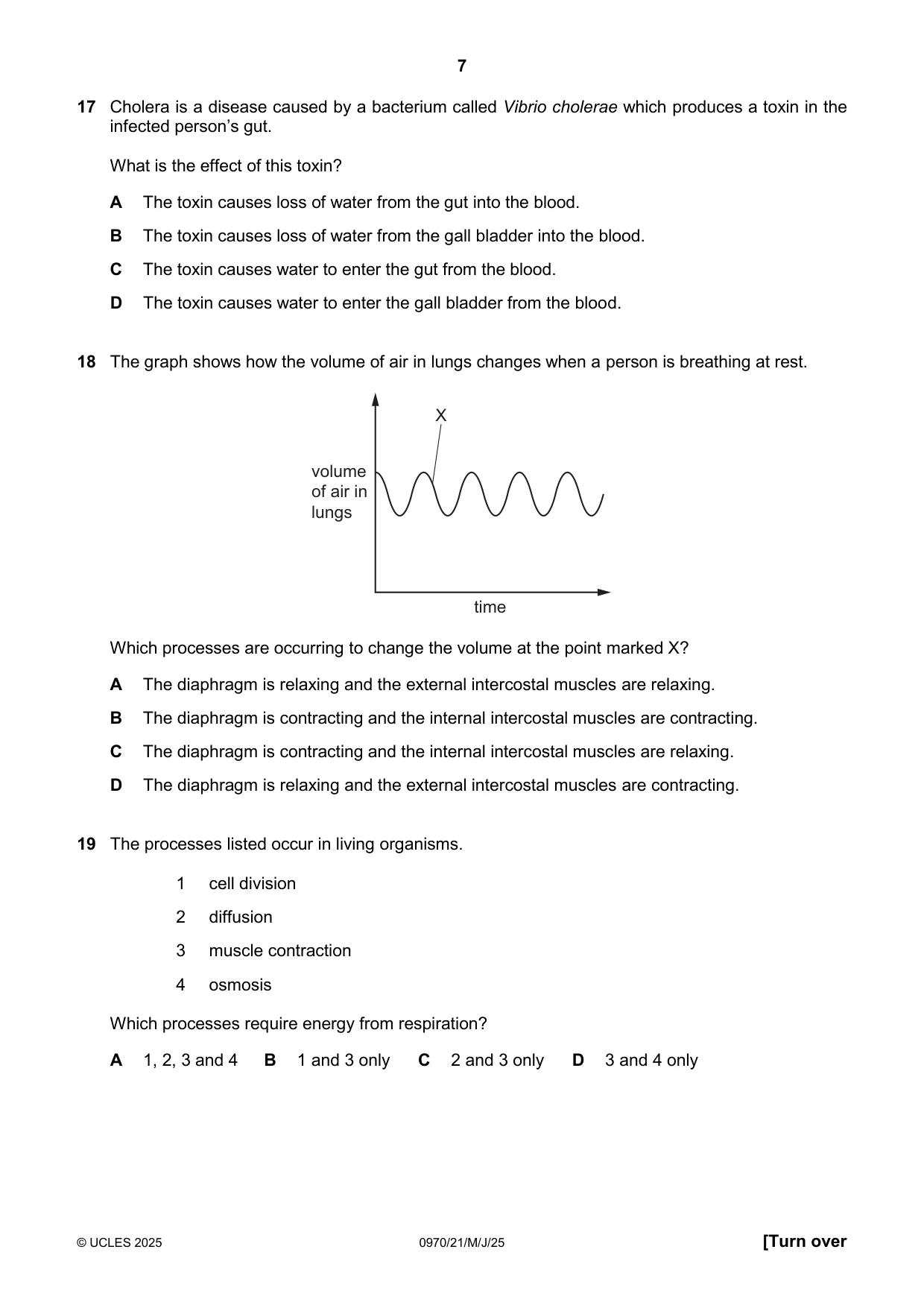 Cambridge IGCSE Biology (9-1) 0970 2025 May/June Paper 2 · Variant 1 question paper, page 7 of 16