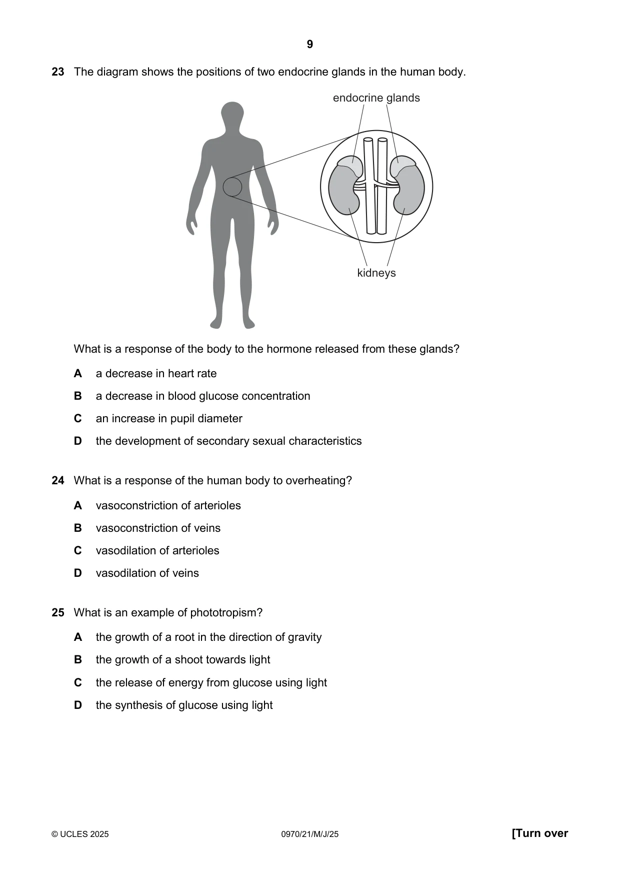 Cambridge IGCSE Biology (9-1) 0970 2025 May/June Paper 2 · Variant 1 question paper, page 9 of 16