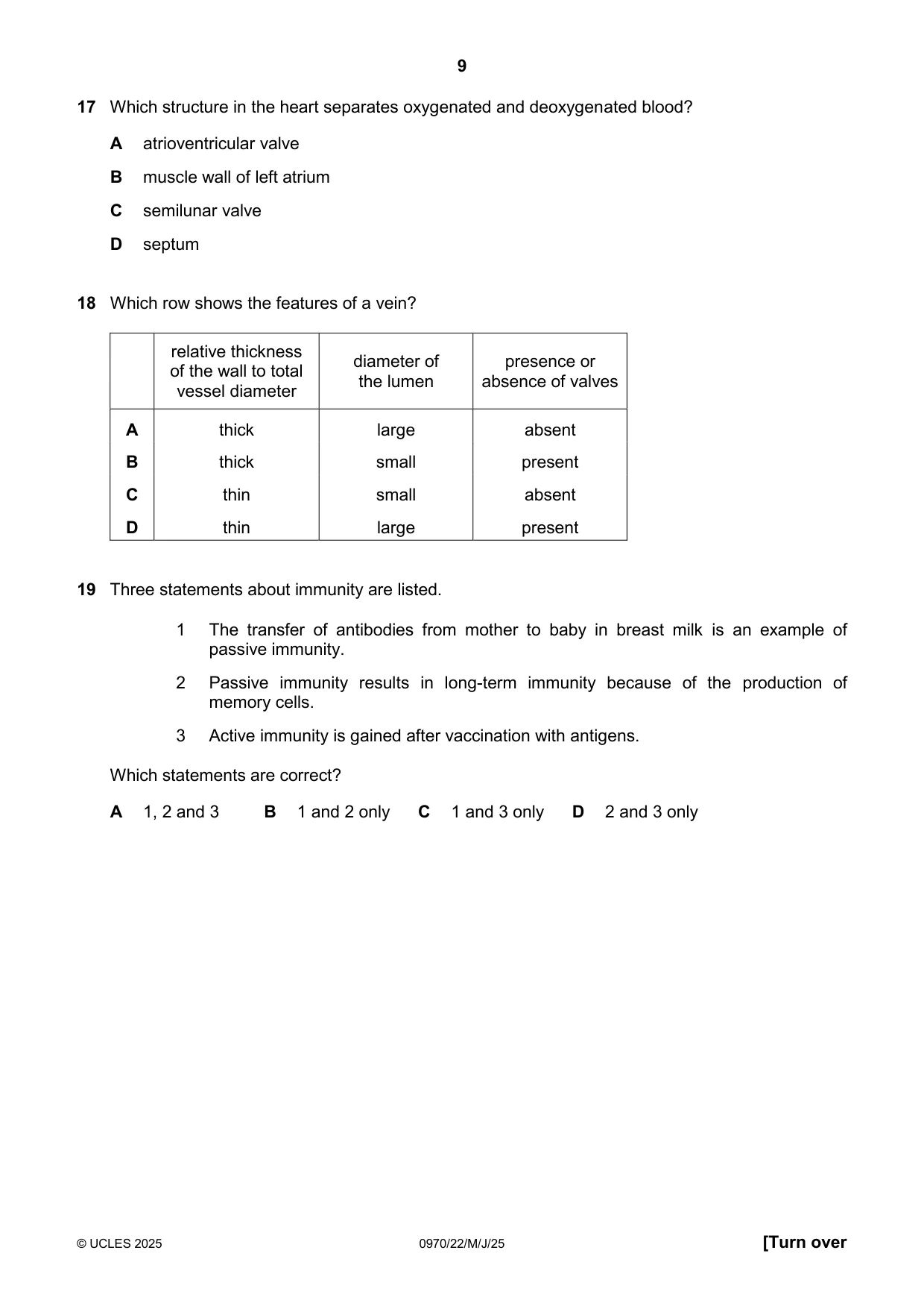 Cambridge IGCSE Biology (9-1) 0970 2025 May/June Paper 2 · Variant 2 question paper, page 9 of 16