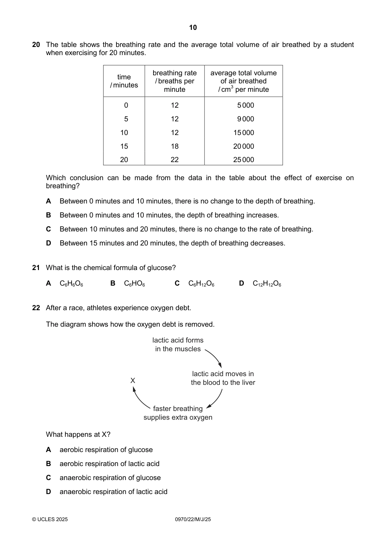 Cambridge IGCSE Biology (9-1) 0970 2025 May/June Paper 2 · Variant 2 question paper, page 10 of 16