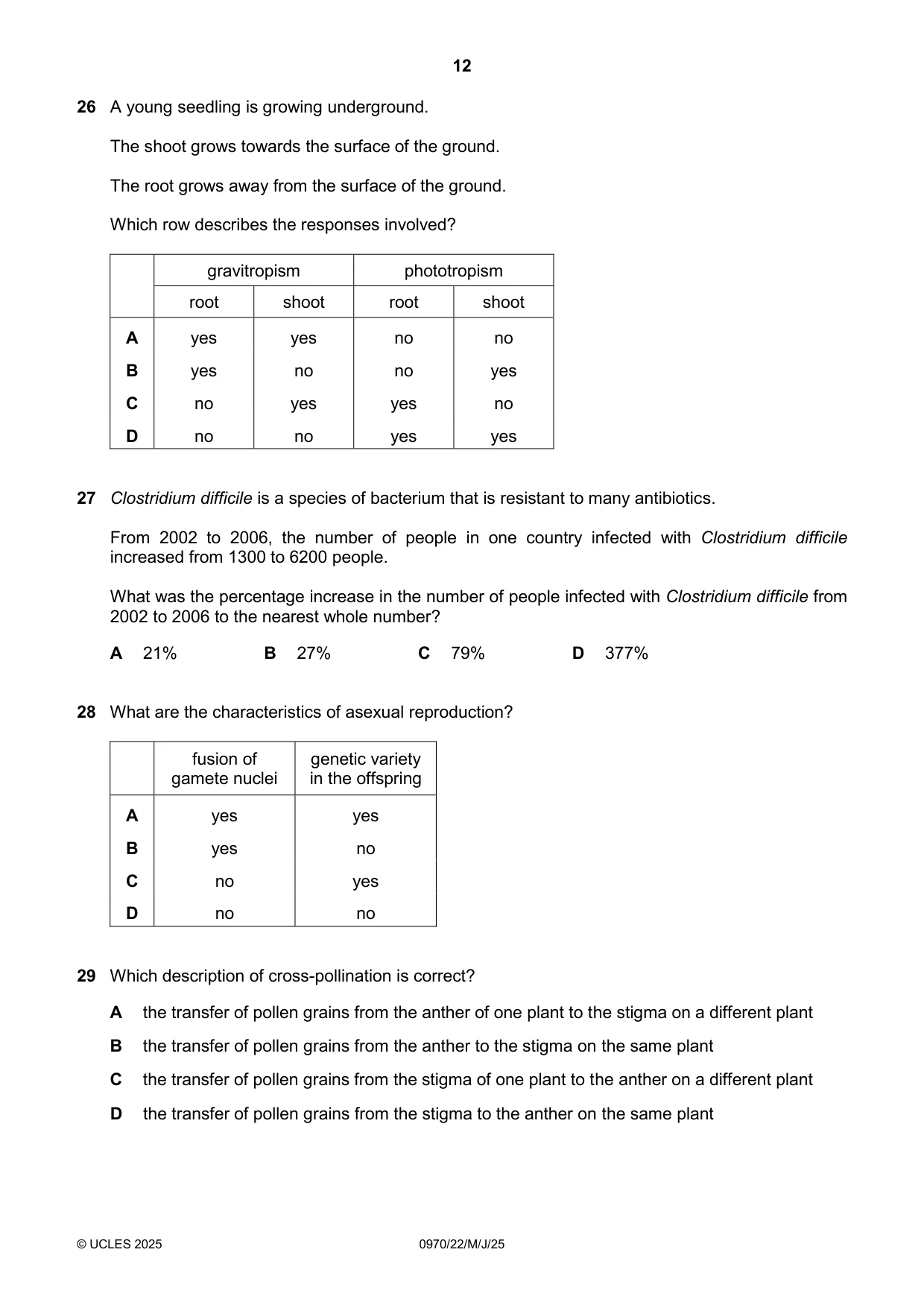 Cambridge IGCSE Biology (9-1) 0970 2025 May/June Paper 2 · Variant 2 question paper, page 12 of 16