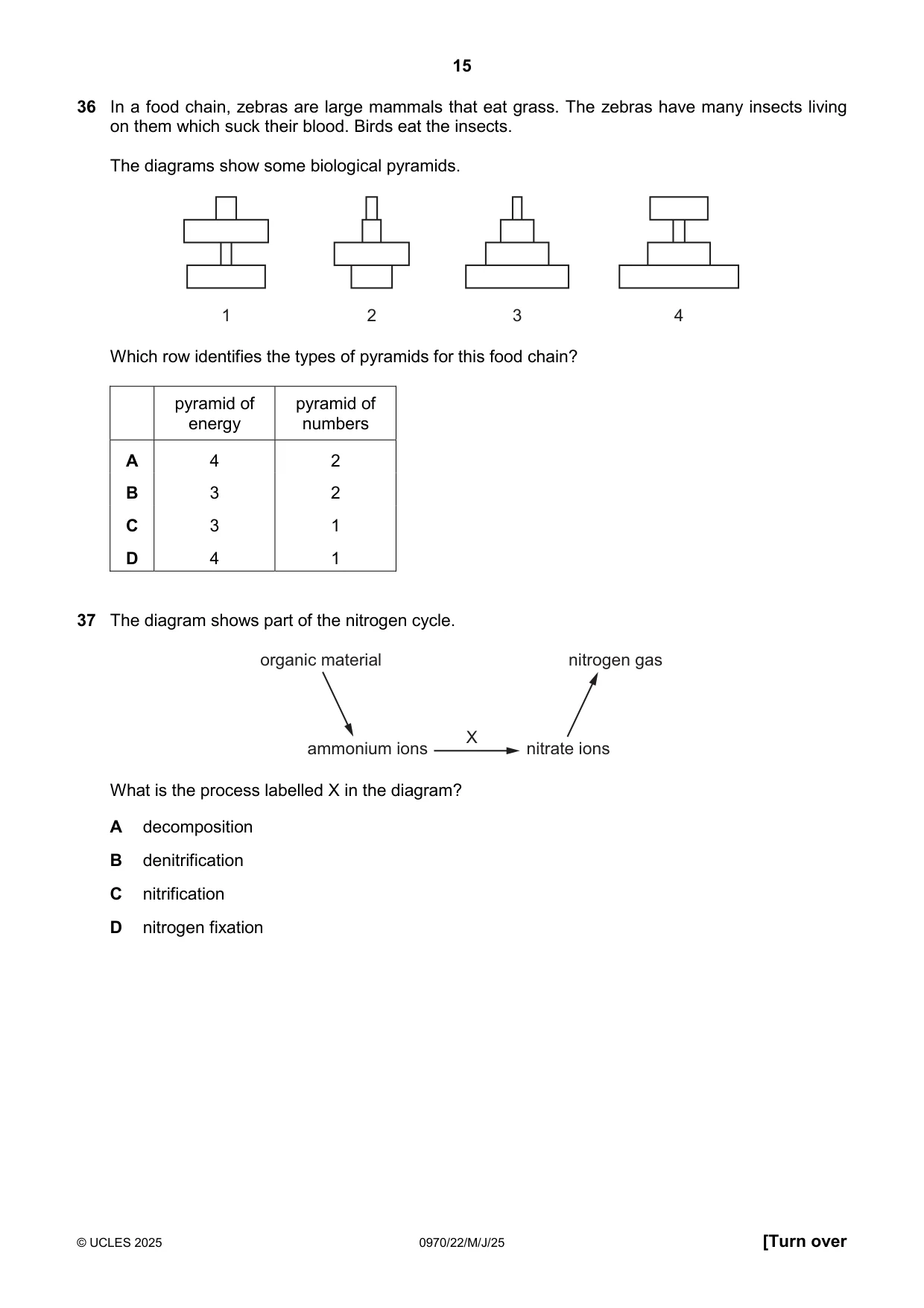 Cambridge IGCSE Biology (9-1) 0970 2025 May/June Paper 2 · Variant 2 question paper, page 15 of 16