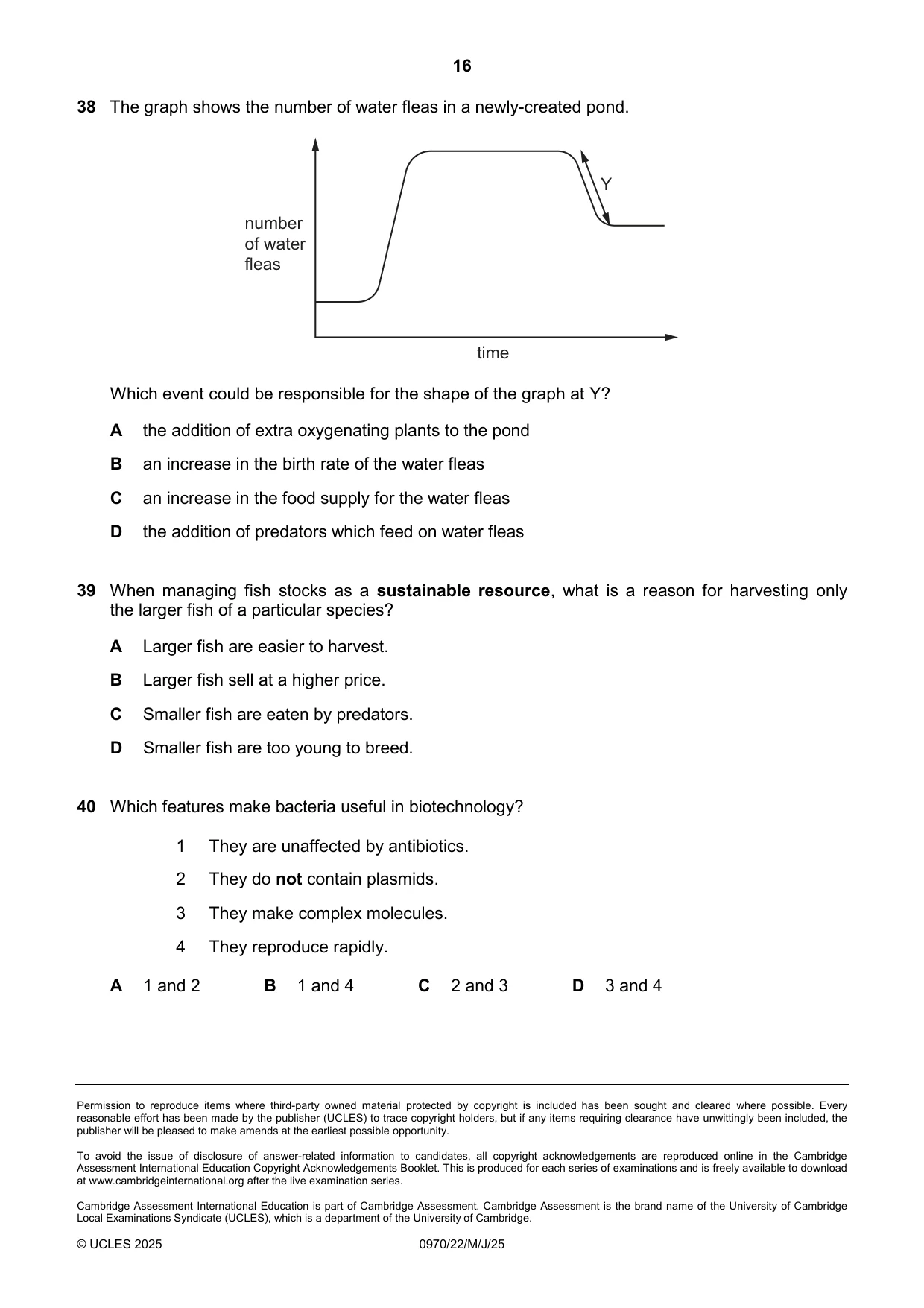Cambridge IGCSE Biology (9-1) 0970 2025 May/June Paper 2 · Variant 2 question paper, page 16 of 16