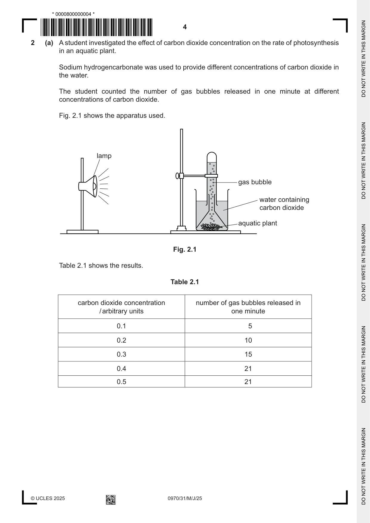Cambridge IGCSE Biology (9-1) 0970 2025 May/June Paper 3 · Variant 1 question paper, page 4 of 20
