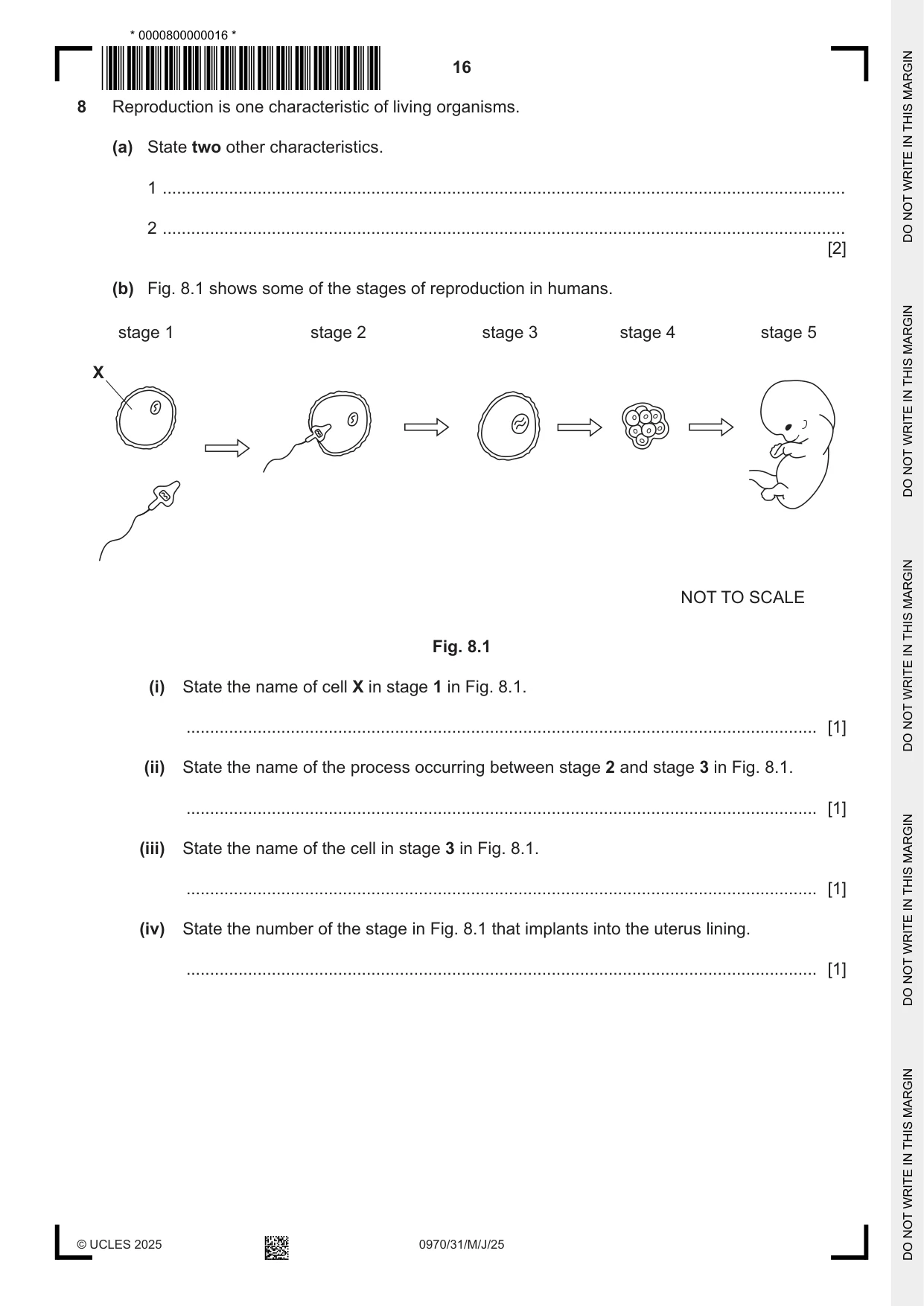 Cambridge IGCSE Biology (9-1) 0970 2025 May/June Paper 3 · Variant 1 question paper, page 16 of 20