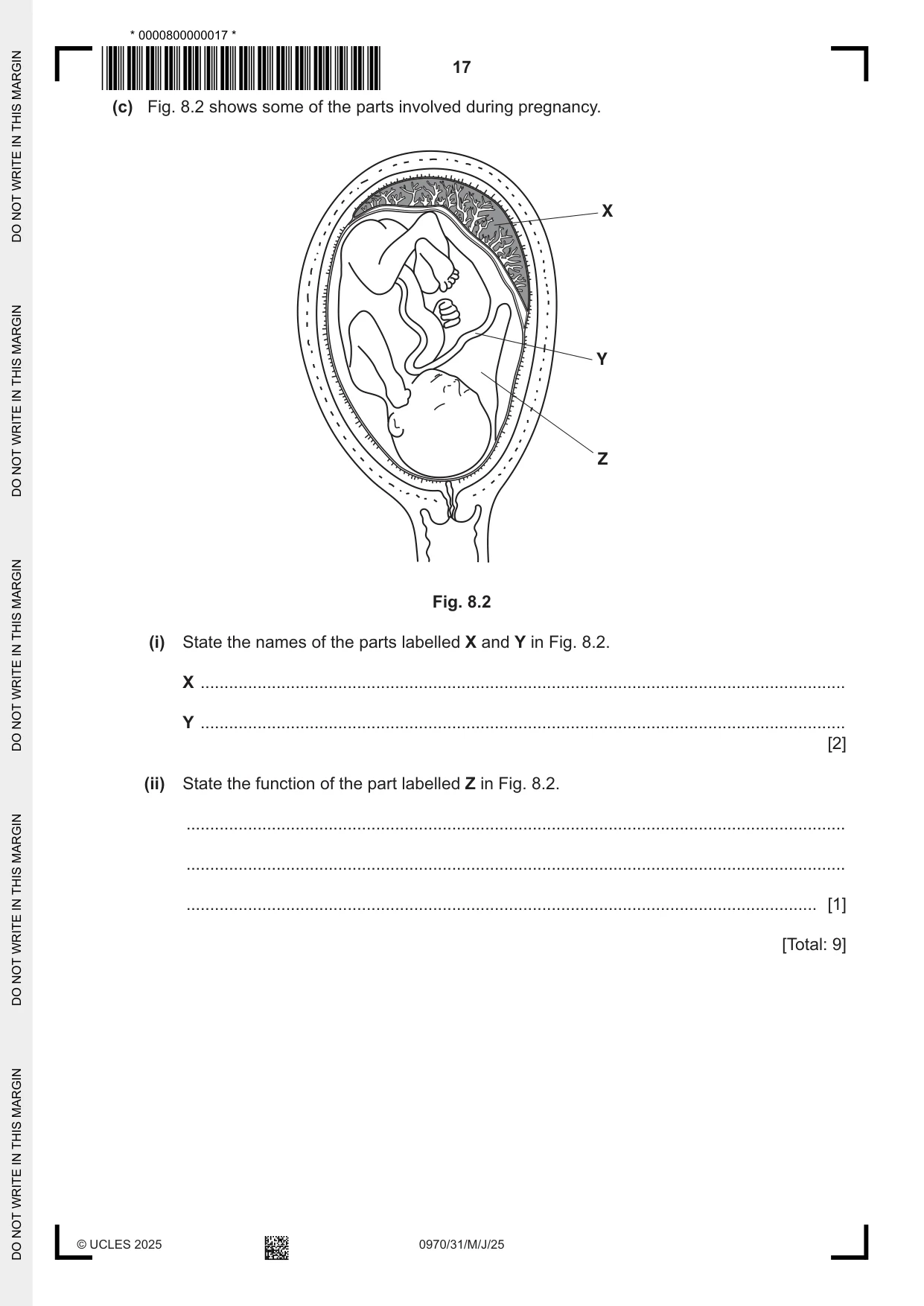 Cambridge IGCSE Biology (9-1) 0970 2025 May/June Paper 3 · Variant 1 question paper, page 17 of 20