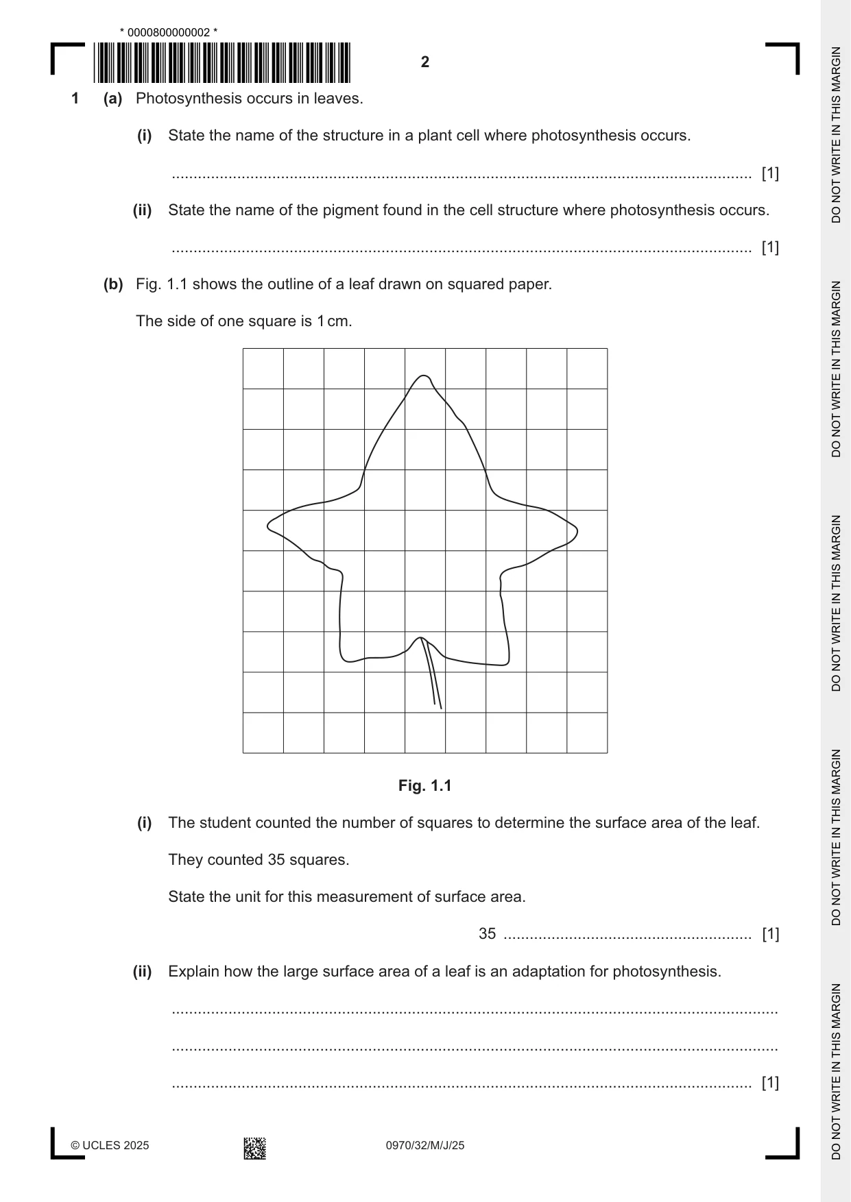 Cambridge IGCSE Biology (9-1) 0970 2025 May/June Paper 3 · Variant 2 question paper, page 2 of 20