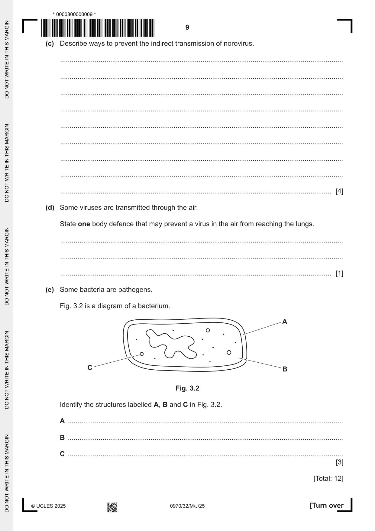 Cambridge IGCSE Biology (9-1) 0970 2025 May/June Paper 3 · Variant 2 question paper, page 9 of 20