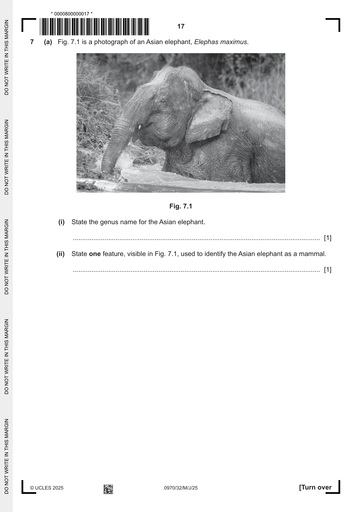 Cambridge IGCSE Biology (9-1) 0970 2025 May/June Paper 3 · Variant 2 question paper, page 17 of 20