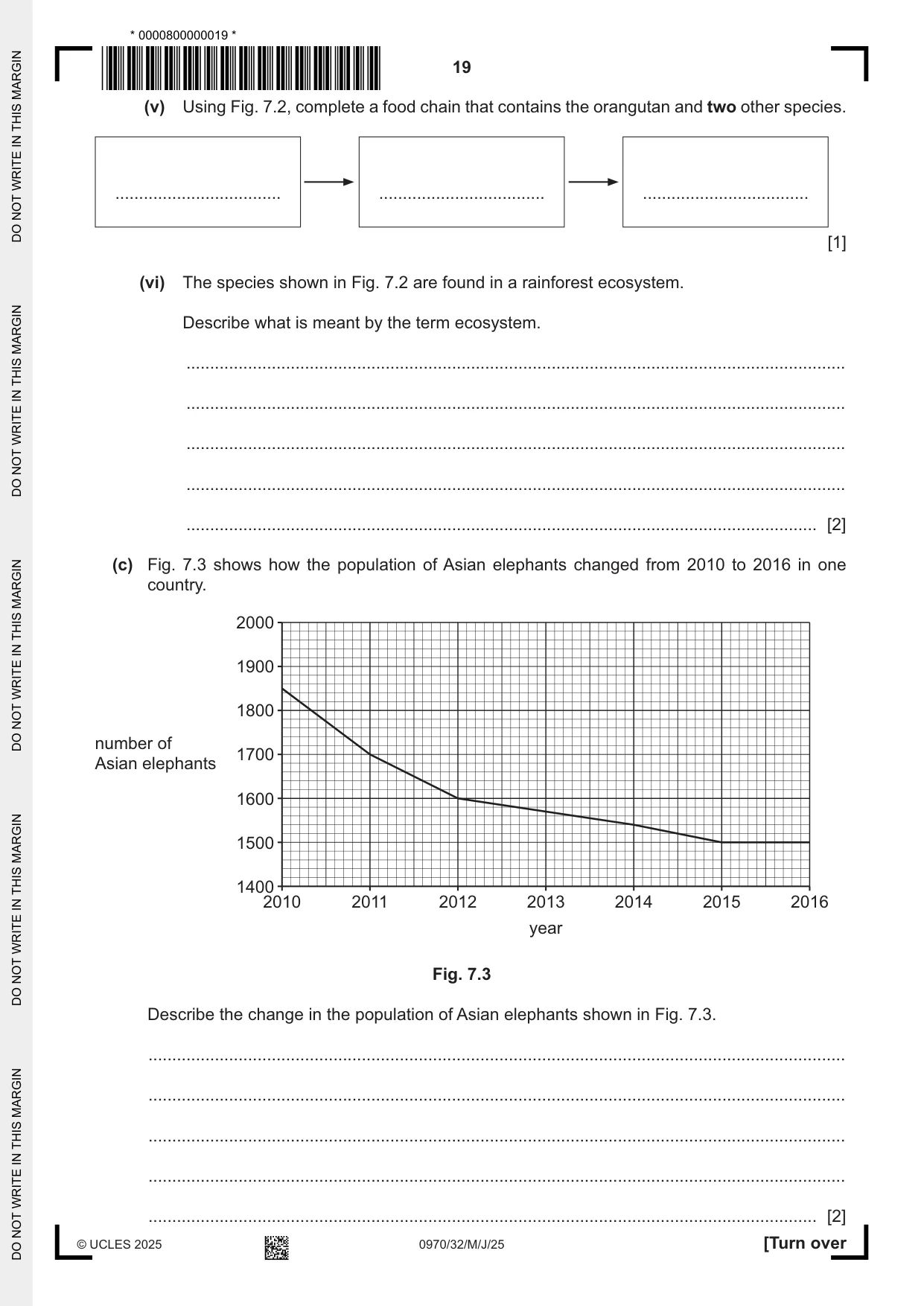 Cambridge IGCSE Biology (9-1) 0970 2025 May/June Paper 3 · Variant 2 question paper, page 19 of 20