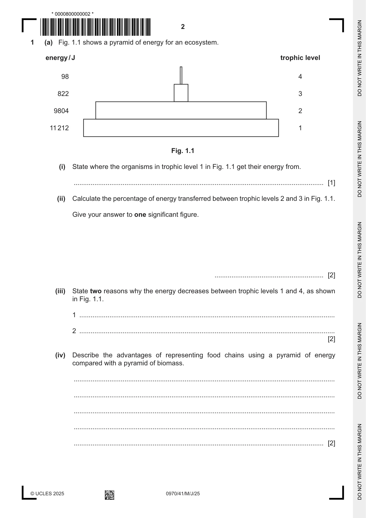 Cambridge IGCSE Biology (9-1) 0970 2025 May/June Paper 4 · Variant 1 question paper, page 2 of 20