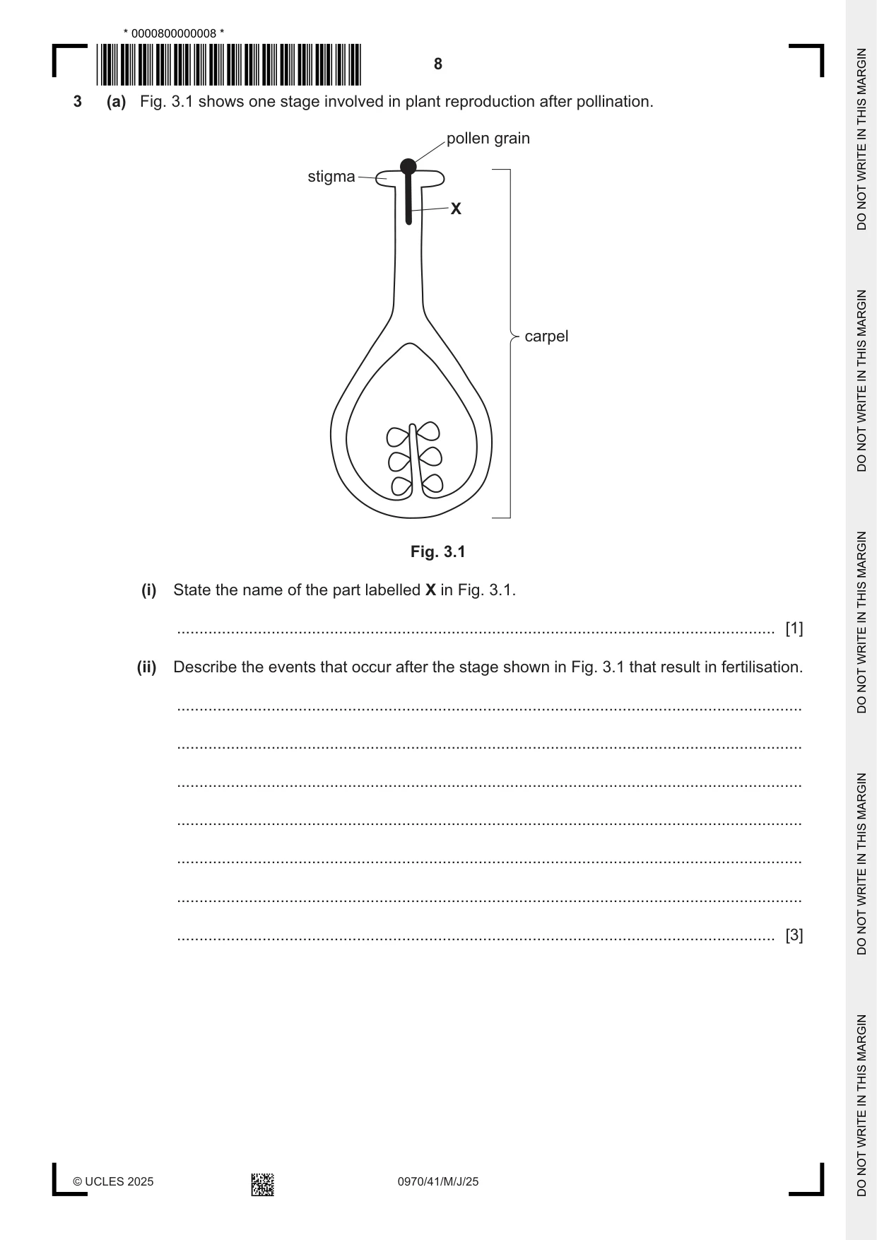 Cambridge IGCSE Biology (9-1) 0970 2025 May/June Paper 4 · Variant 1 question paper, page 8 of 20
