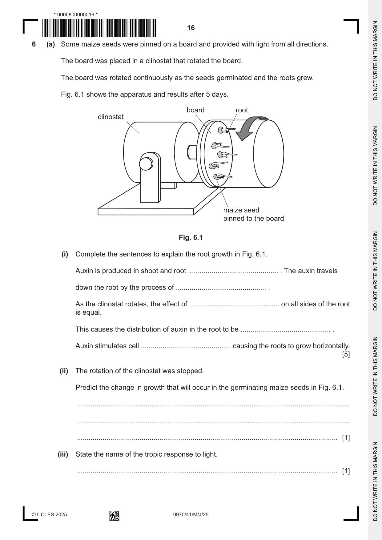 Cambridge IGCSE Biology (9-1) 0970 2025 May/June Paper 4 · Variant 1 question paper, page 16 of 20