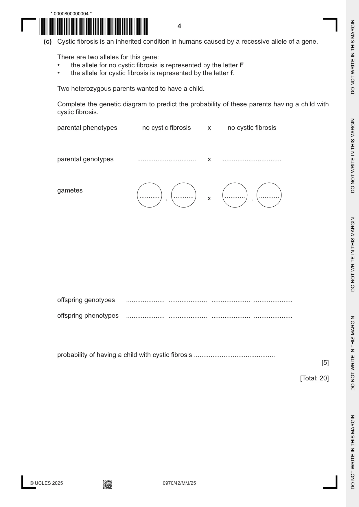 Cambridge IGCSE Biology (9-1) 0970 2025 May/June Paper 4 · Variant 2 question paper, page 4 of 16