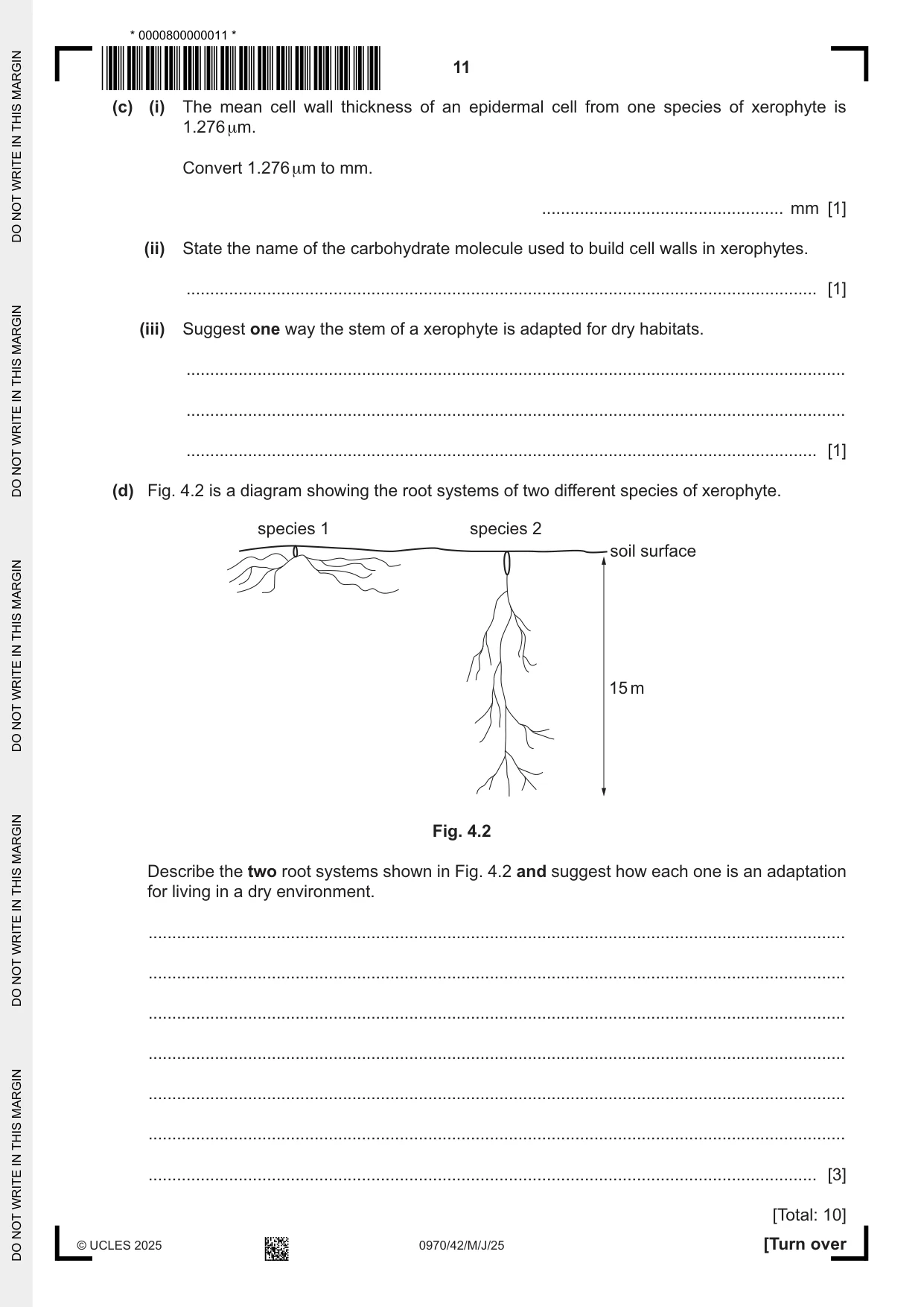 Cambridge IGCSE Biology (9-1) 0970 2025 May/June Paper 4 · Variant 2 question paper, page 11 of 16