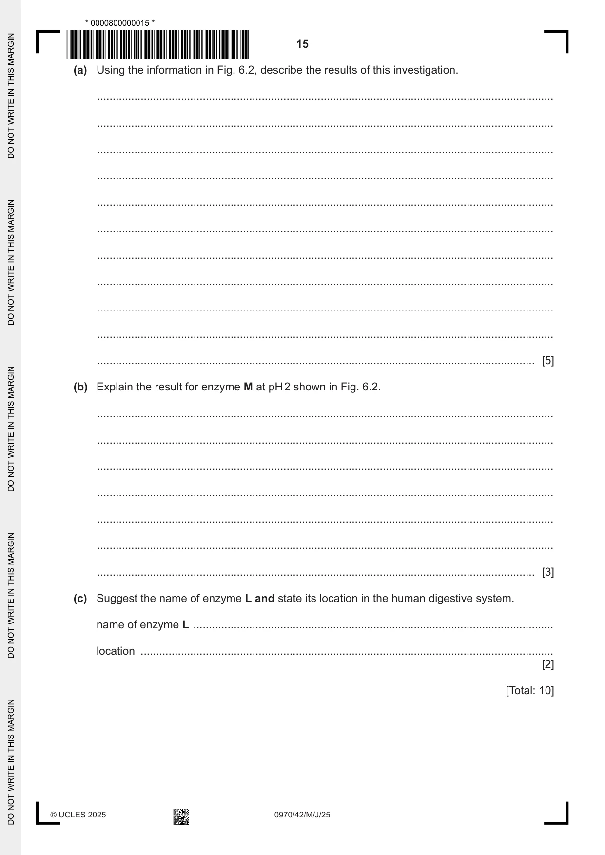 Cambridge IGCSE Biology (9-1) 0970 2025 May/June Paper 4 · Variant 2 question paper, page 15 of 16
